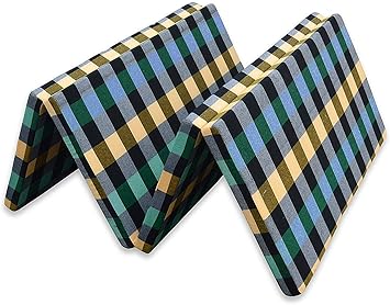 ATOOTFUSION 4 Fold Single Bed Folding Pure EPE Foam Mattress for Travel, Picnic (Mattresses 2 inch Single Bed) Multicolor ((Deewan Size)(72x47x2))
