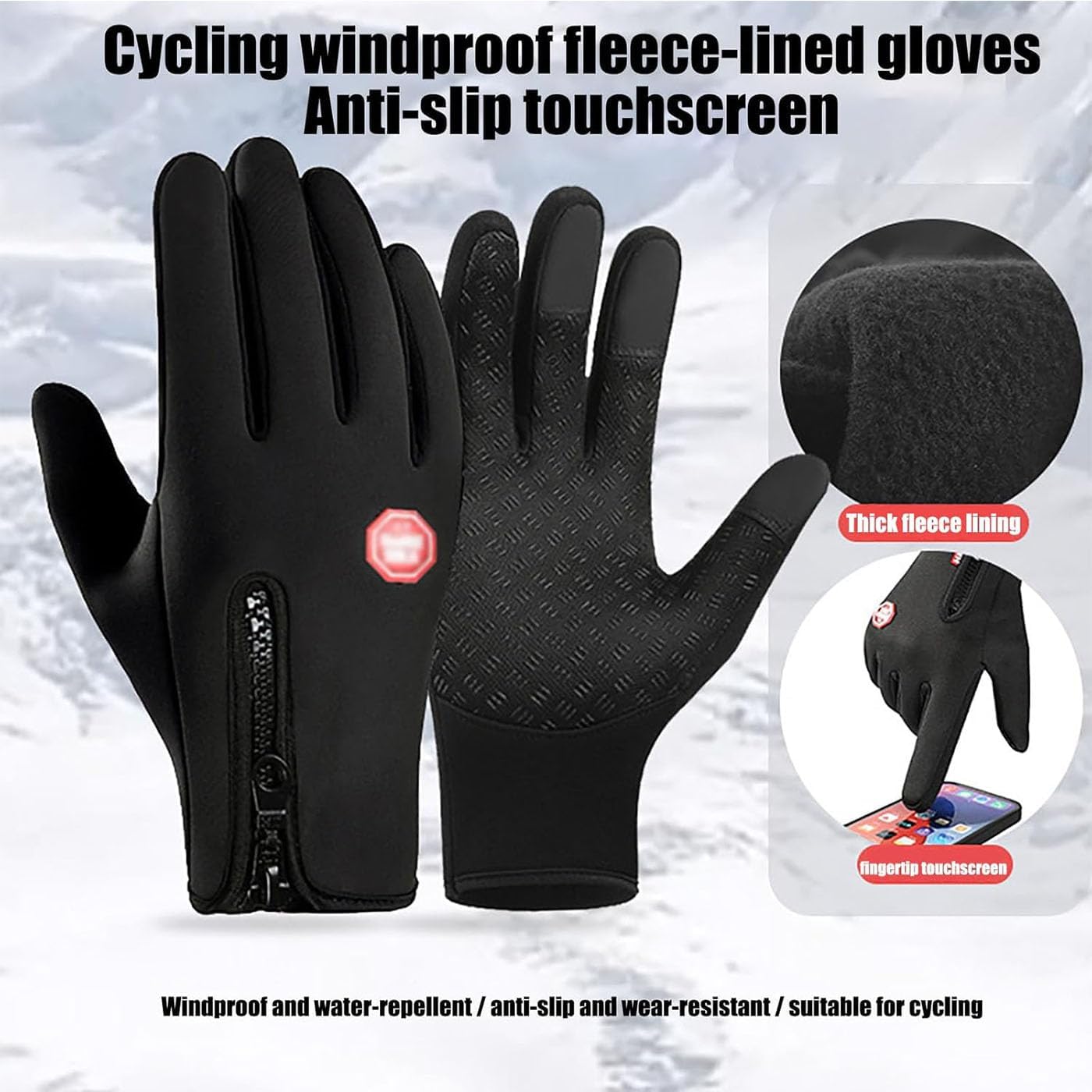Warm Thermal Gloves for Cycling, Running and Driving, Ultimate Waterproof & Windproof Thermal Non-Slip Glove𝐬 for Sports - Image 2