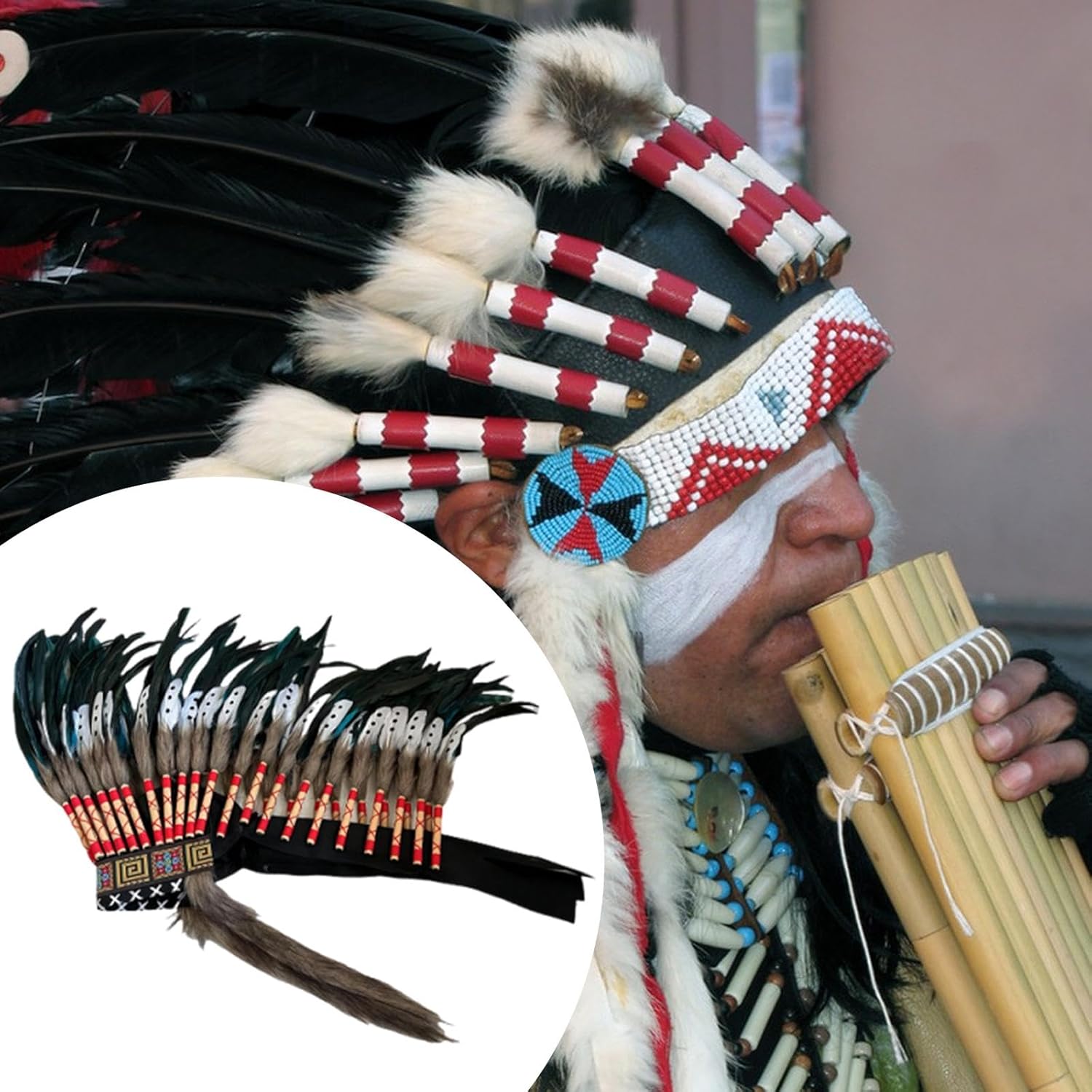 Artificial Feather Headdress Chief Costume Headpiece for Dress Adults