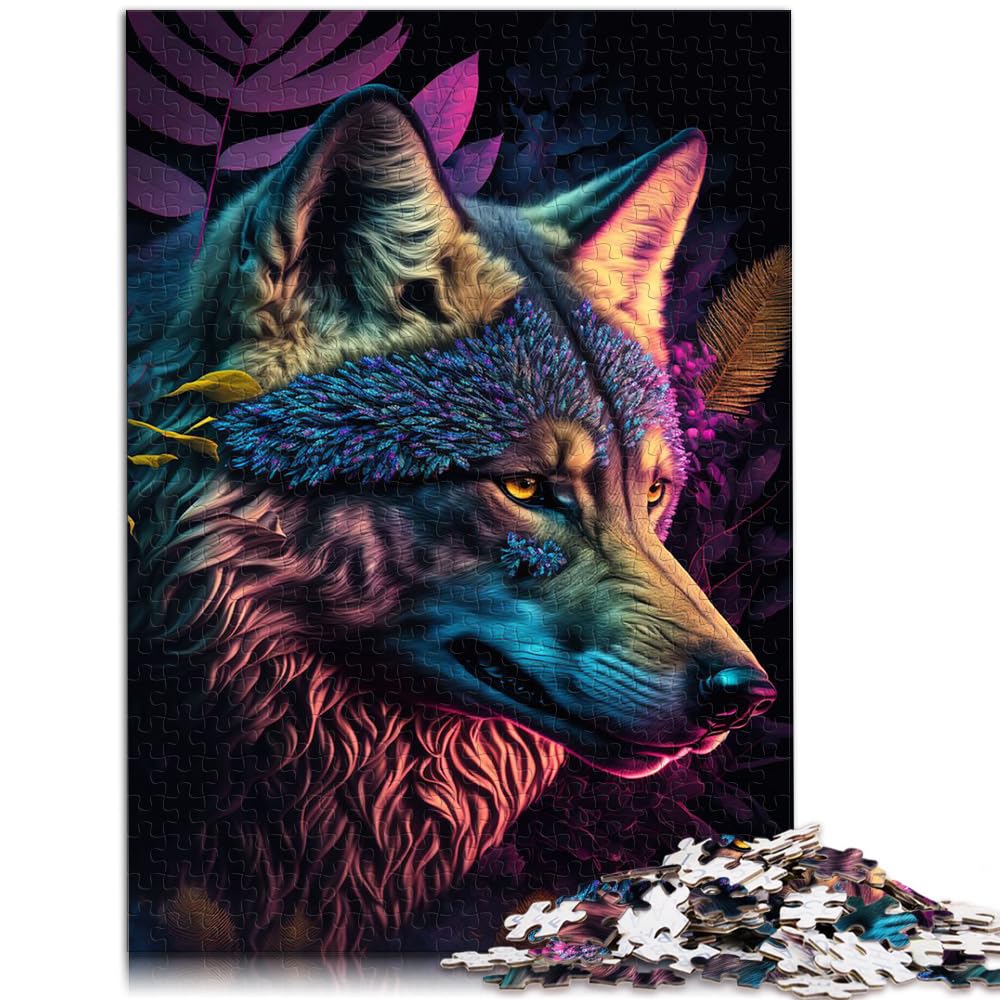 Jigsaw Puzzle for Adults colorful abstract wolf 1000 Piece Jigsaw Puzzle Game wooden puzzle for Adults & Kids Age 12 Up Brain Teaser Game Size: 50x75cm