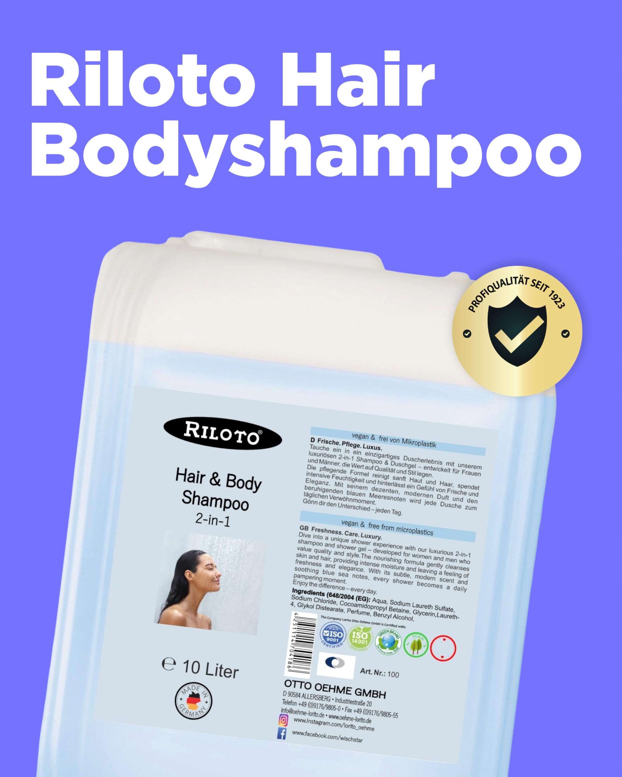 Hair Body Shampoo Herren & Damen 10L | 2-in-1 Duschgel für intensive Körperpflege & Haarpflege, sanft zu Haut & Haar, feuchtigkeitsspendend, herrlich duftend