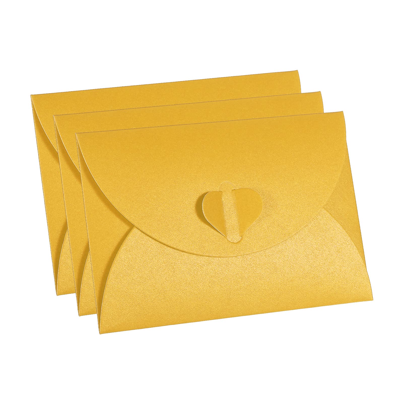 PATIKIL Gift Card Envelopes, 36 Pack Heart Shaped Clasp Small Gift Cards Holder Mini Envelope for Birthdays Weddings Yellow