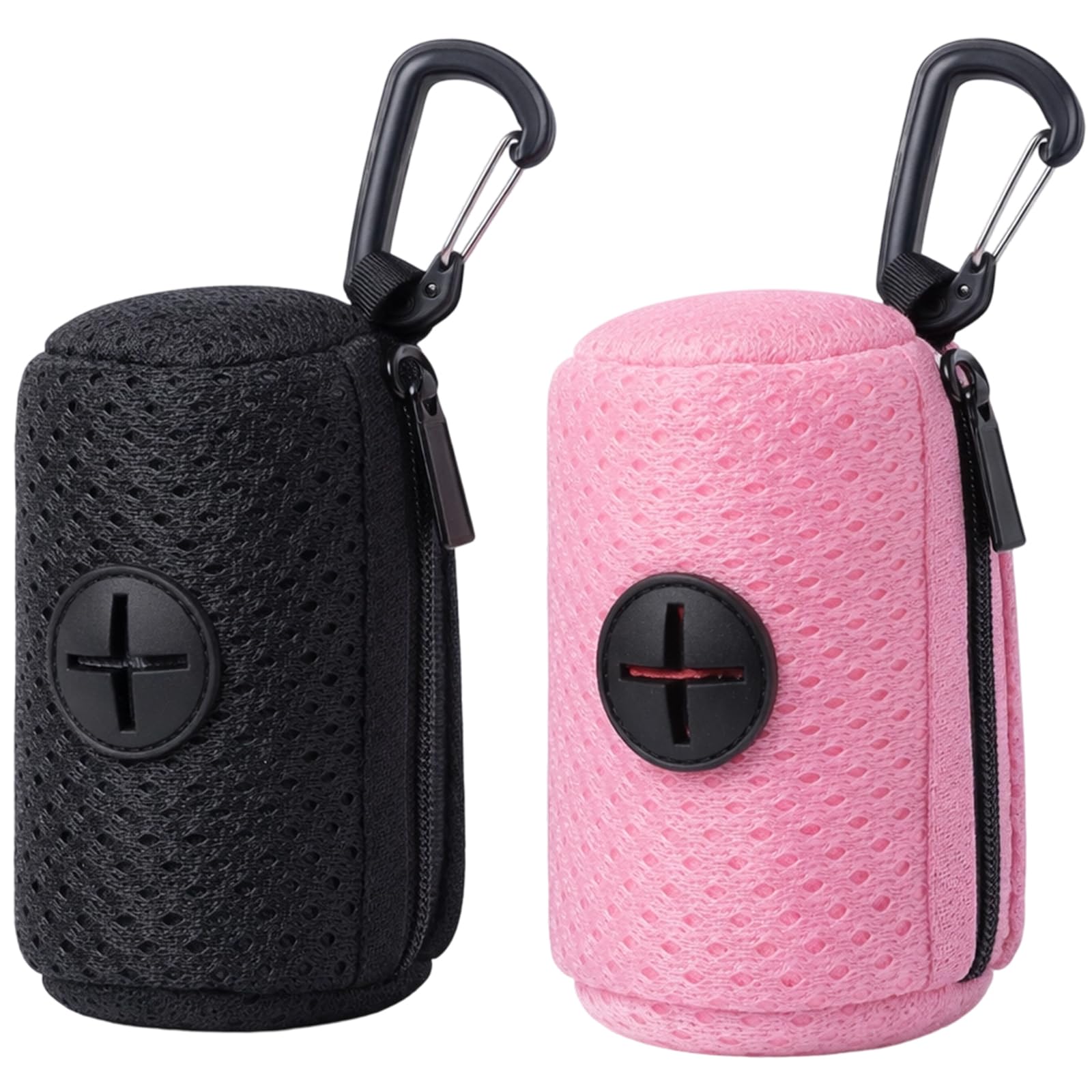 2 PCS Black and Pink Dog Poop Bags Holder, Dog Poop Bag Holder Dispenser, Pet Waste Bag Dispenser
