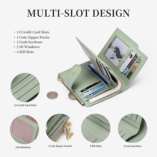 Miniatura 3 de GOLF SUPAGS Carteras para mujer, de piel de PVC, pequeña, plegable, con cremallera, bolsillo, monedero, gran capacidad, organizador de múltiples