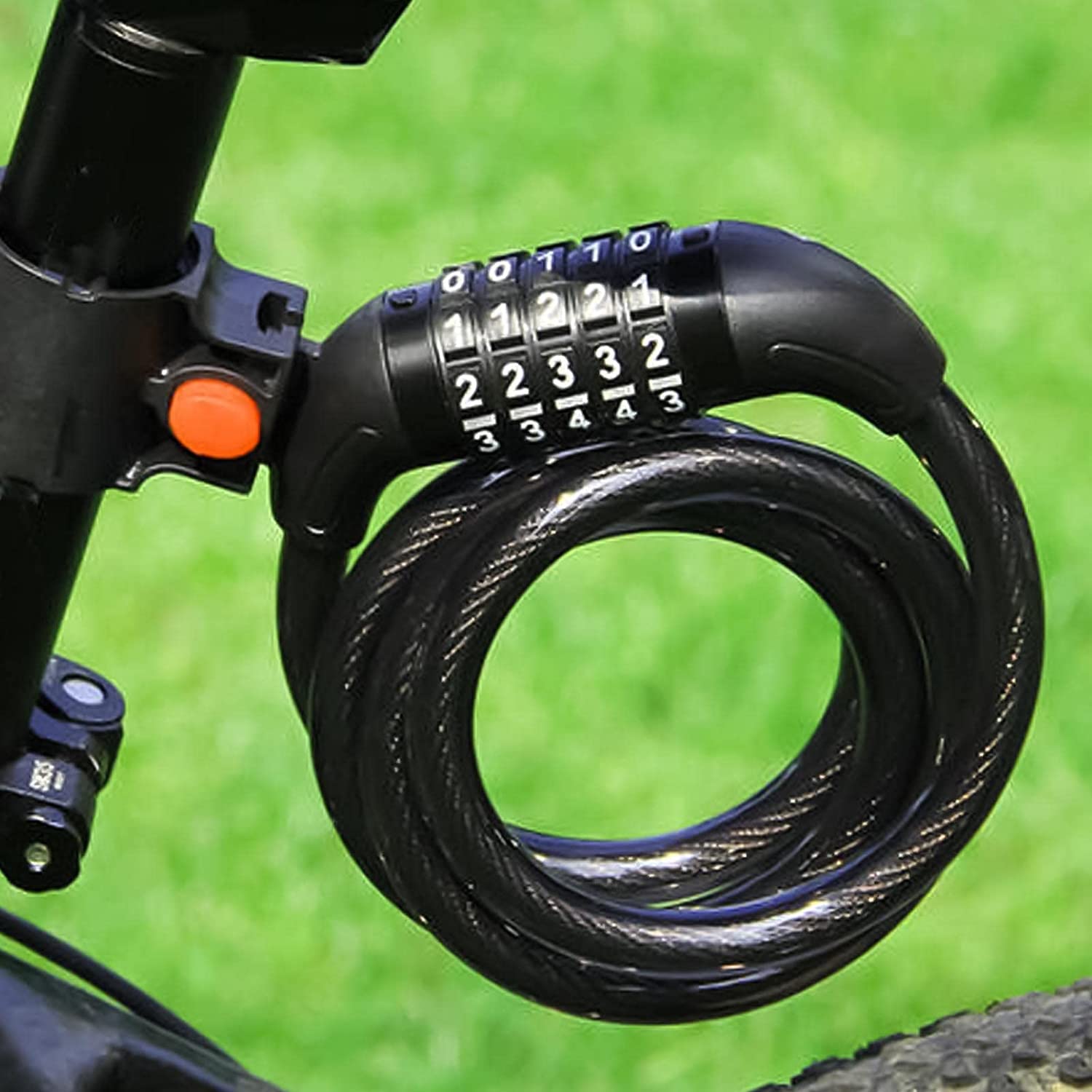Lucchetto a Cavo per Bici, antifurto con Cavo Resistente, in Metallo, con Combinazione a 5 cifre, per Moto, Bici, recinzioni e Griglie.