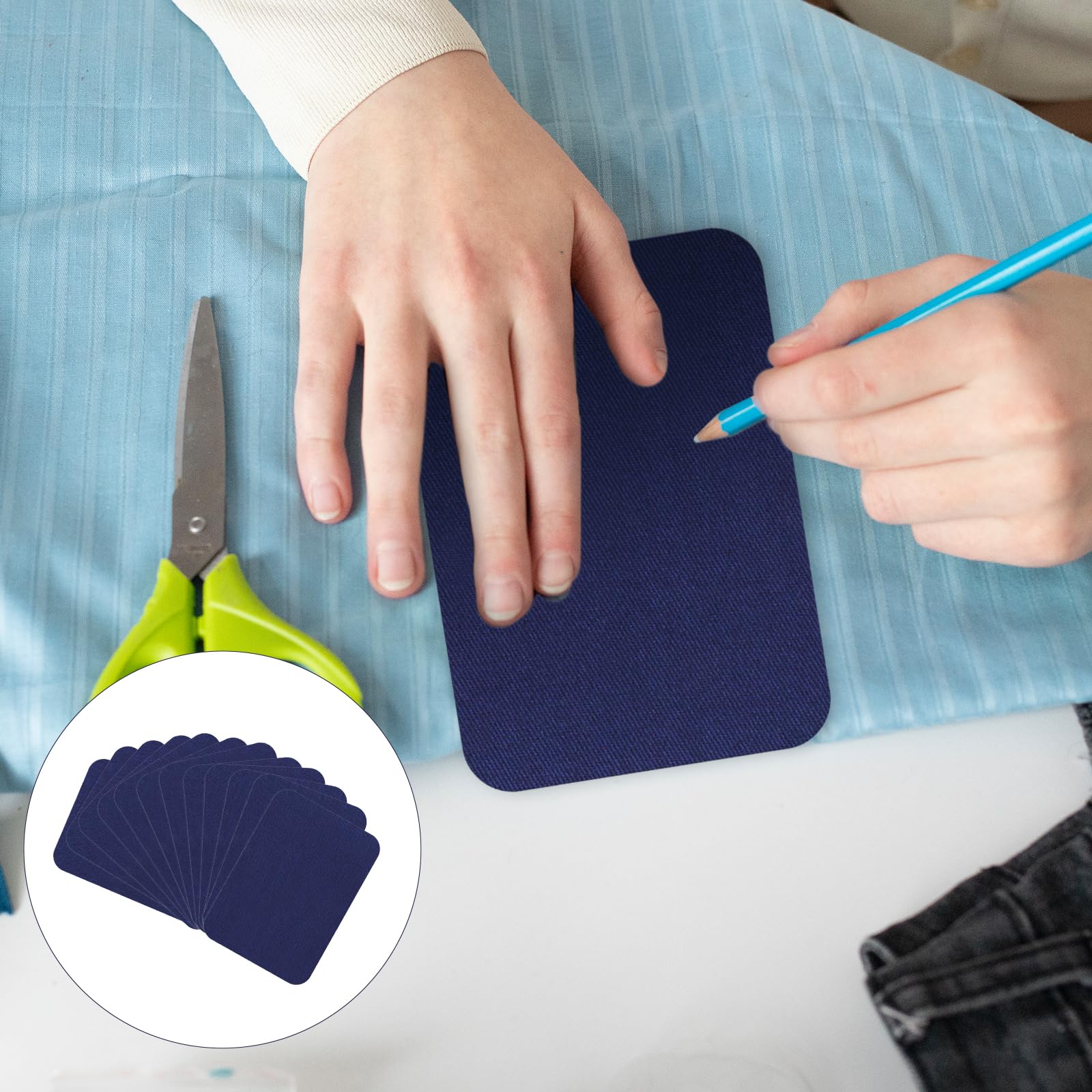 Aufnäher zum Aufbügeln, Premium-Qualität, Stoff, zum Aufbügeln, Denim, Jeans, zum Aufbügeln auf der Innenseite, Stoffflicken für Kleidung, Baumwolle, Schwarz, Reparatur-Set (12,4 x 9,4 cm,