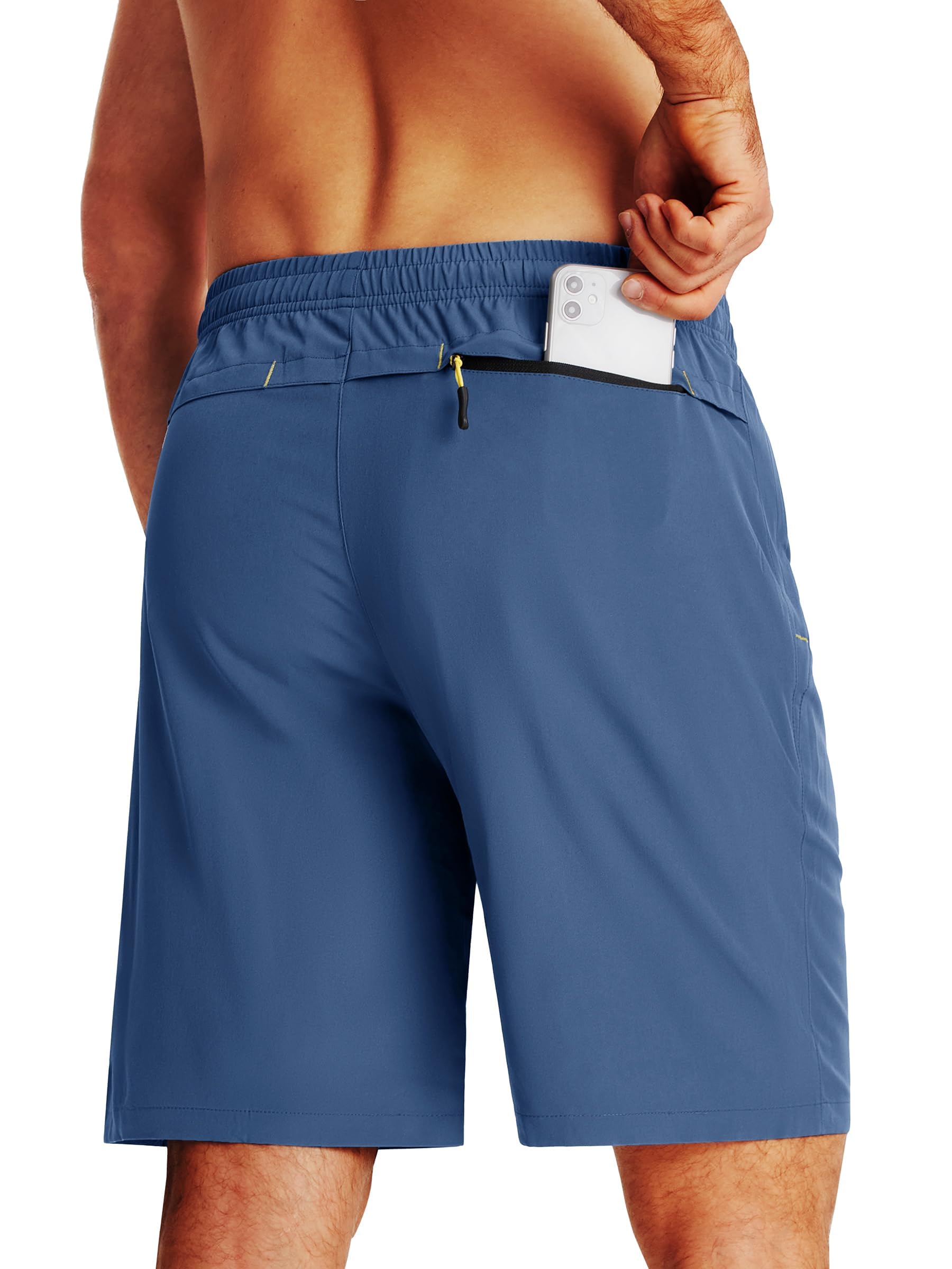 TACVASEN Men's Quick-Drying Training Shorts, Running Shorts, Breathable Sports Shorts with Zip Pockets — view 2