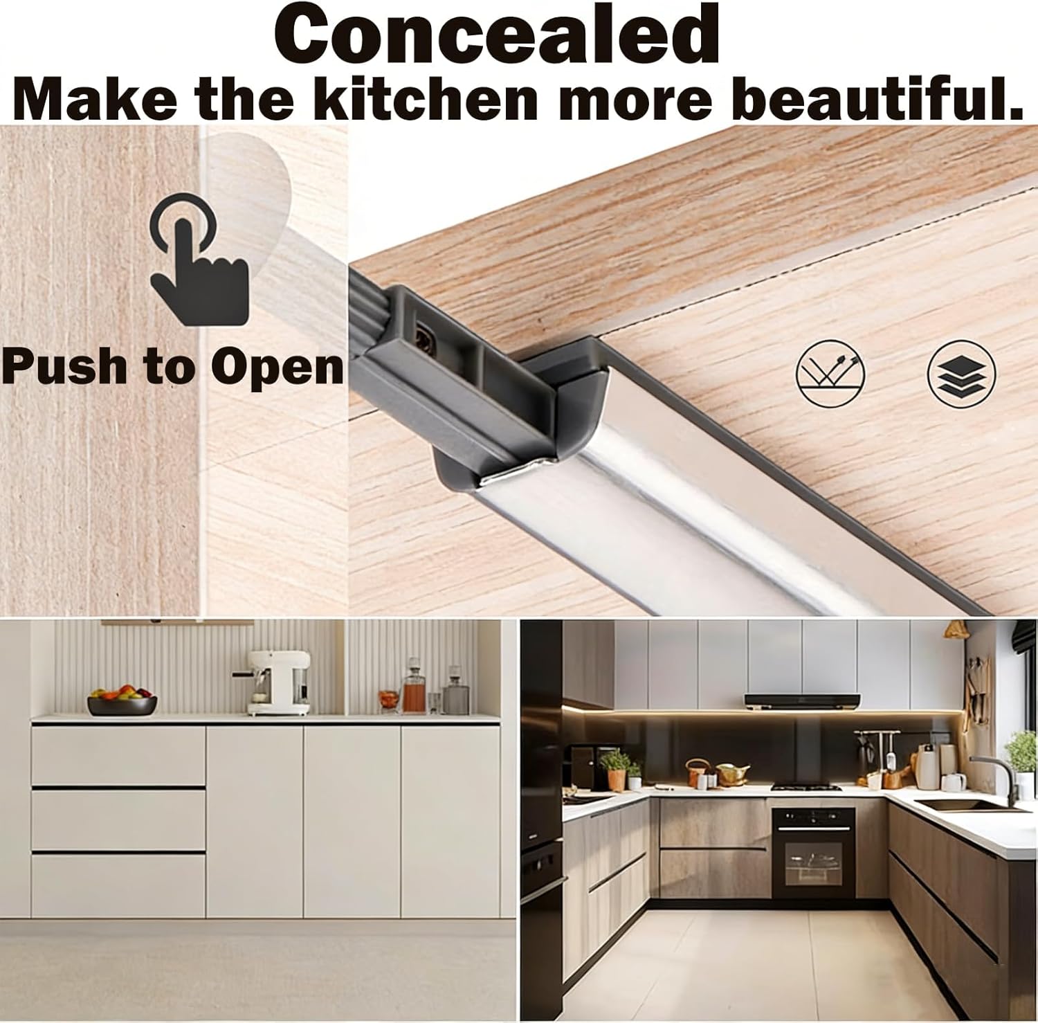 12 Pack Push to Open Door Locks Aluminium Alloy Cabinet Door Lock for Cupboard Door Lock for Kitchen Cupboard Wardrobe Drawer Storage Cabinet