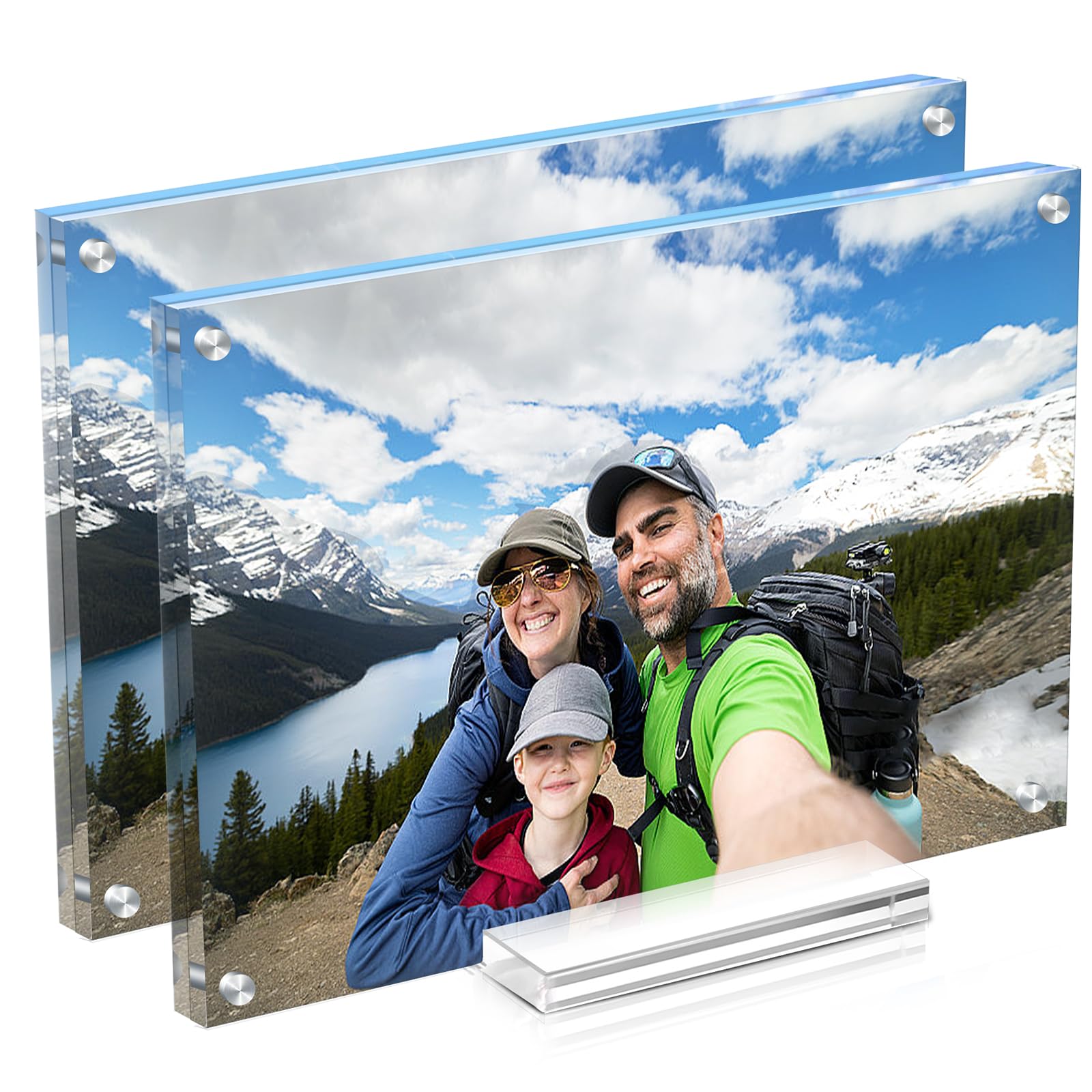 Photo 1 of ***ONLY ONE*****JUOIFIP Acrylic Picture Frame 8x10 Inch 2 Pack,Clear Magnetic Photo Frames,Double Side Freestanding Pic Frame for Desktop Display, Certificate Documents Frame for Family,Office,Wedding