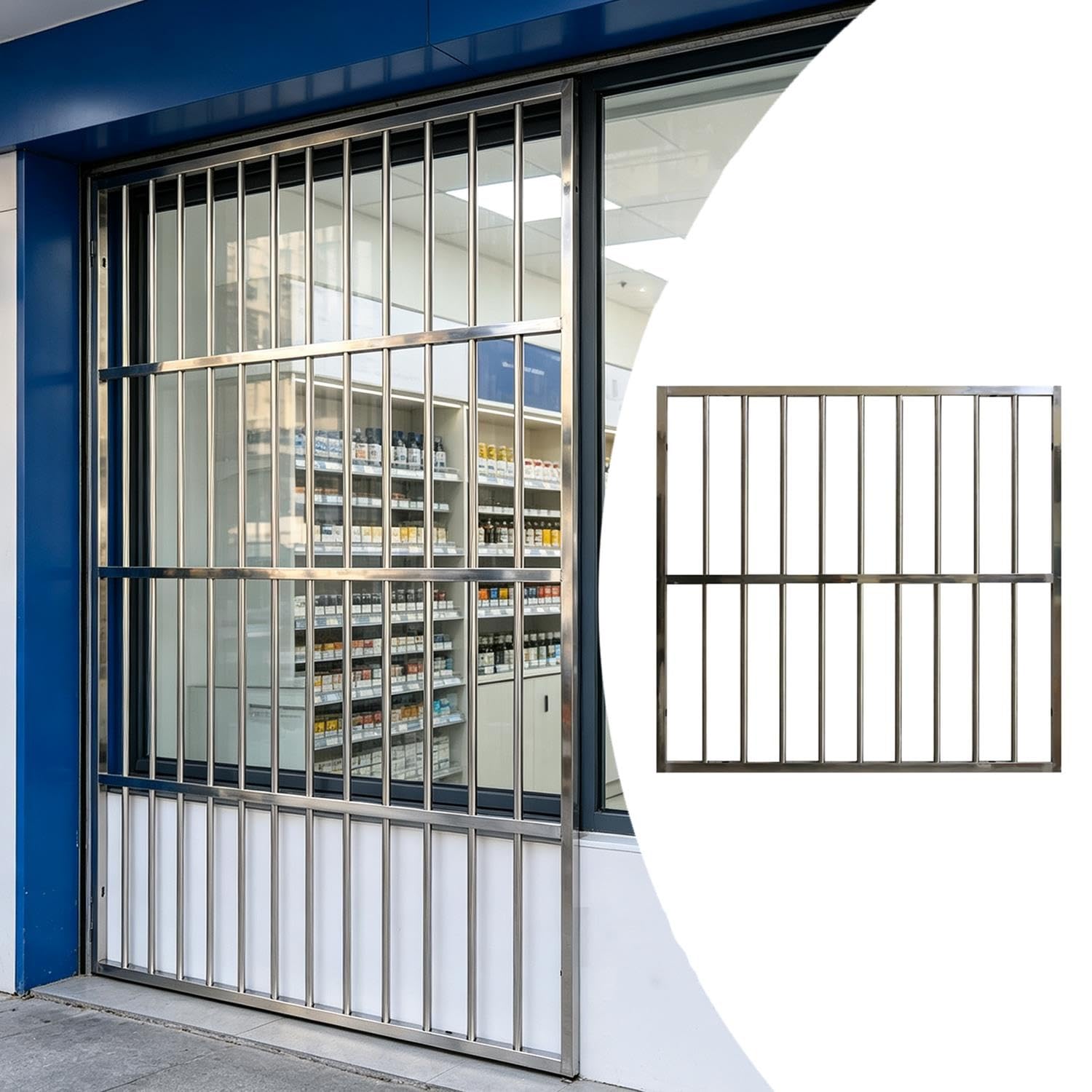 Inferriate per Finestre Sbarre di Sicurezza per Porta Finestra per Impieghi | Ringhiera per Balcone in Acciaio Inox 304 per Piano Terra, Protezioni per Porte Resistenti alle Intemperie per Seminterrati