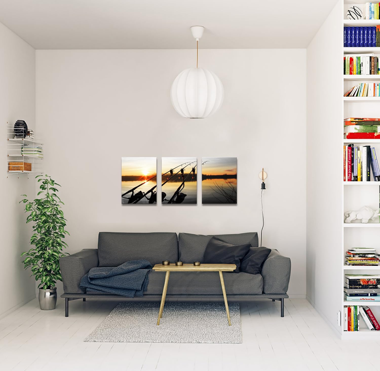 Derkymo Fishing Gears Canvas Paintings Wall Art Fishing Rod and Reel Pictures Gift for Fishing Enthusiasts - Image 4