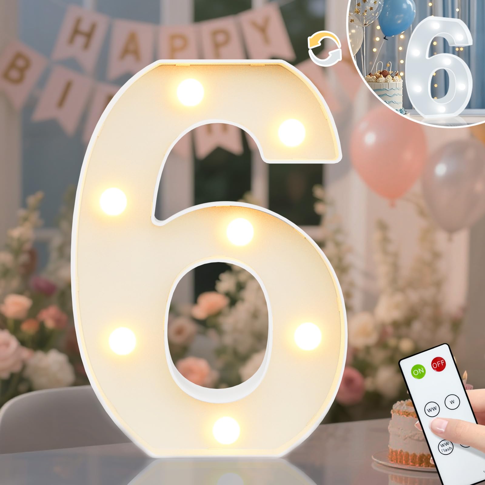 8.8" Decorative LED Light Up Numbers, Marquee Numbers Lights for 7th Birthday Decorations, Lighted Number Sign for Birthday Party Night Lights Wedding Anniversary Home Wall Decor, White Number 7 — view 78