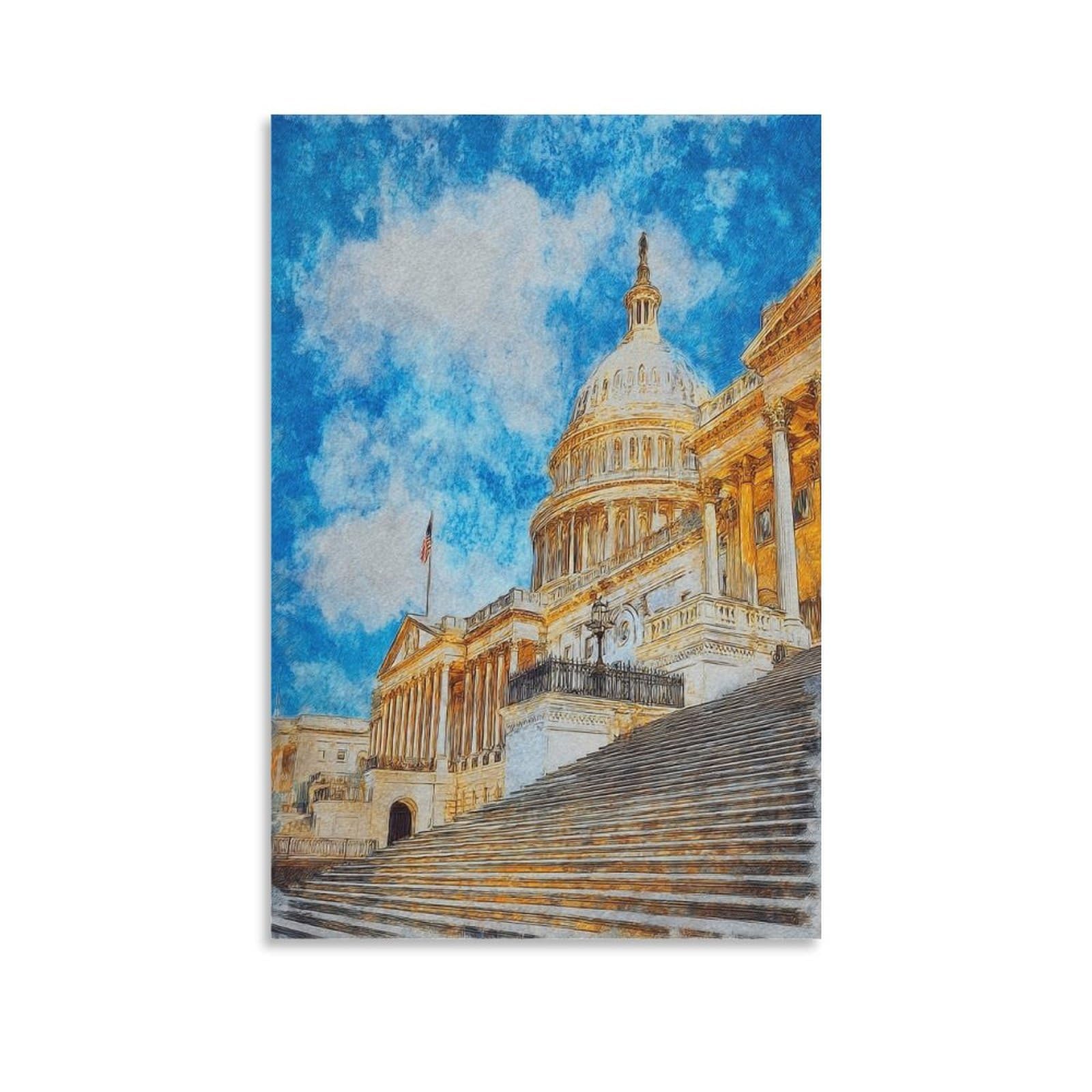 Washington 24x36inch(60x90cm) Vintage Travel Poster Watercolor Canvas Art