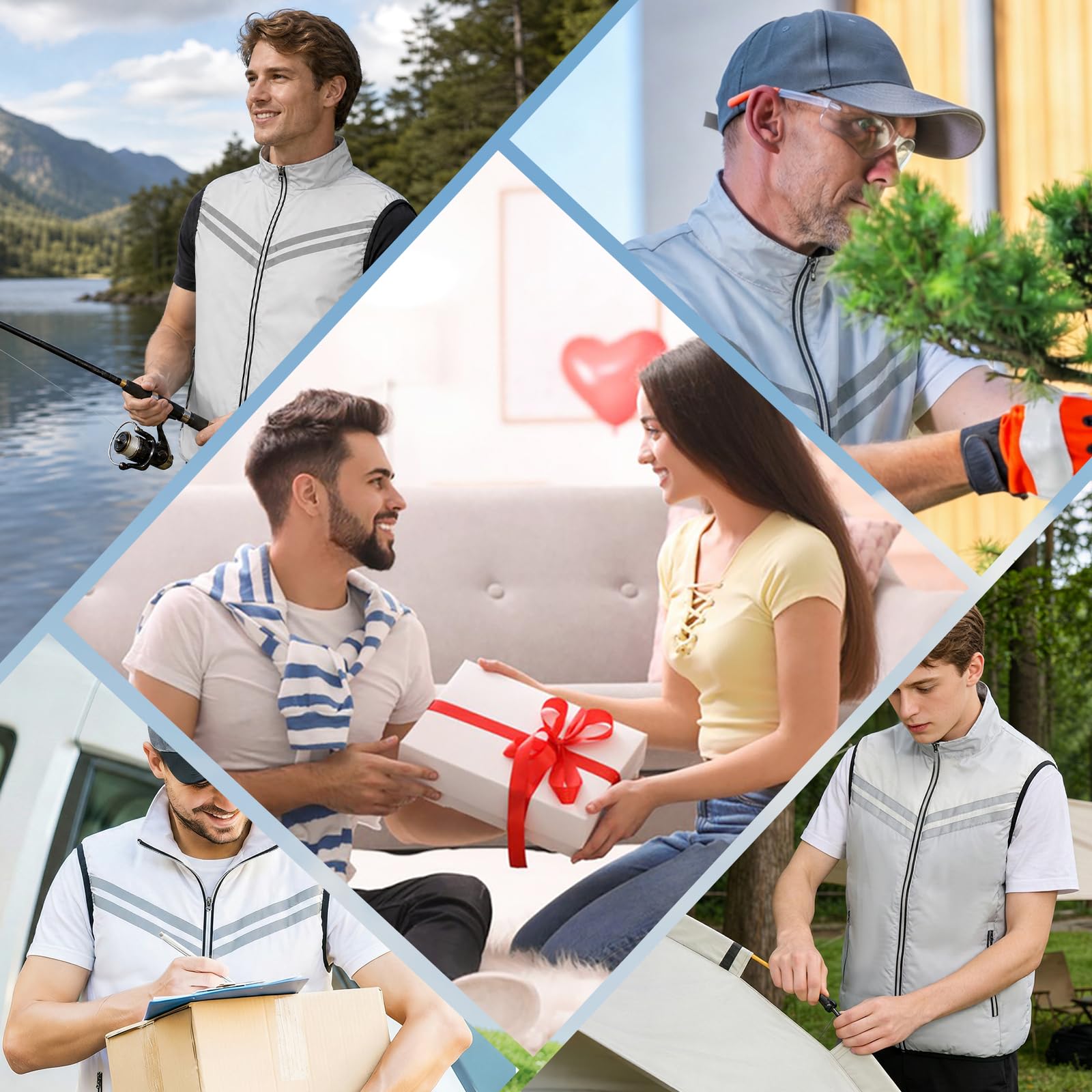 Gilet di raffreddamento da uomo con Power Bank da 30000 mAh e doppia ventola di runtime Ventilatore indossabile con aria condizionata per l'estate