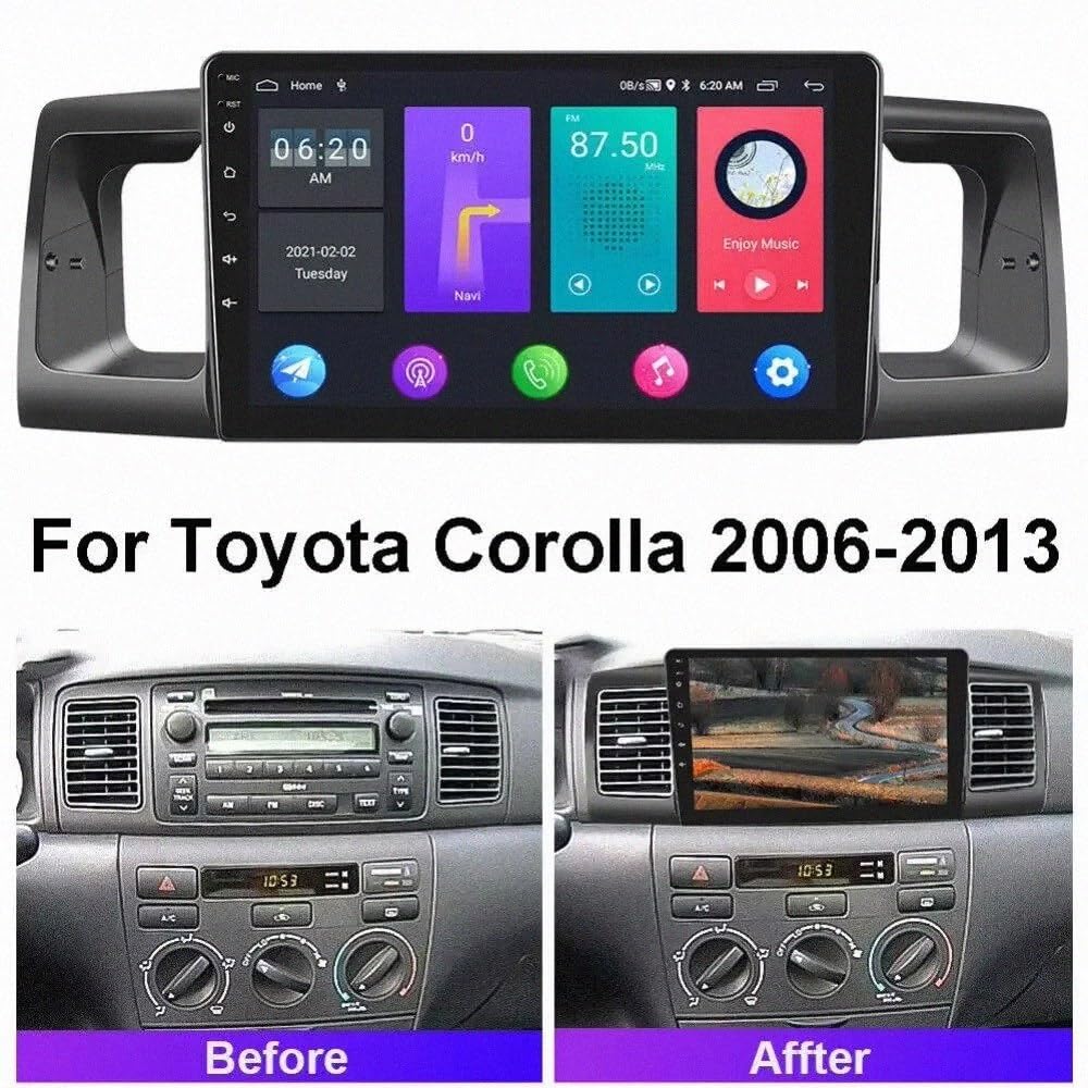 Touchscreen Auto Radio per Toyota Corolla EX 2005-2012 Wireless Carplay Android Auto Stereo Bluetooth Ips con Pantalla Táctil con Gps Navigatore/Swc/Mirror, 4 Nucleo 2G+32G