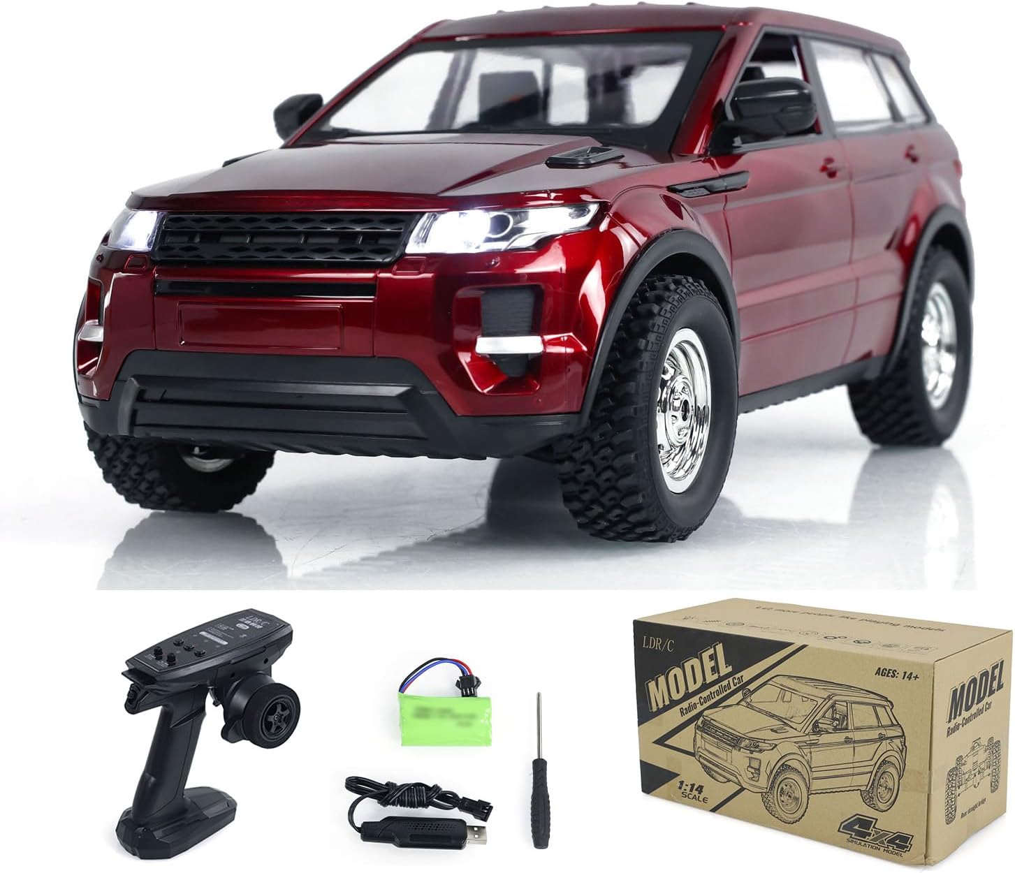 LDRC 1/14 4X4 RC Crawler Car 4WD Radio Control Off-Road Vehicles Model LD1299 Motor Servo ESC Light System Hooby Grade Model