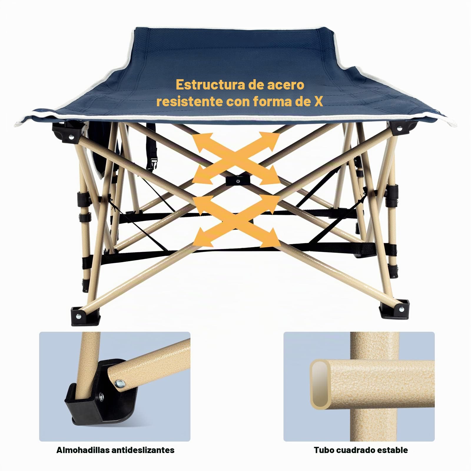 OVERMONT Cama Plegable Camping Plegable - Camas de Campamento Portátil para Adultos Dormir - con Bolsillo Lateral Bolsa de Transporte para Camping Playa Exterior Viajes - 120 kg 190x71CM