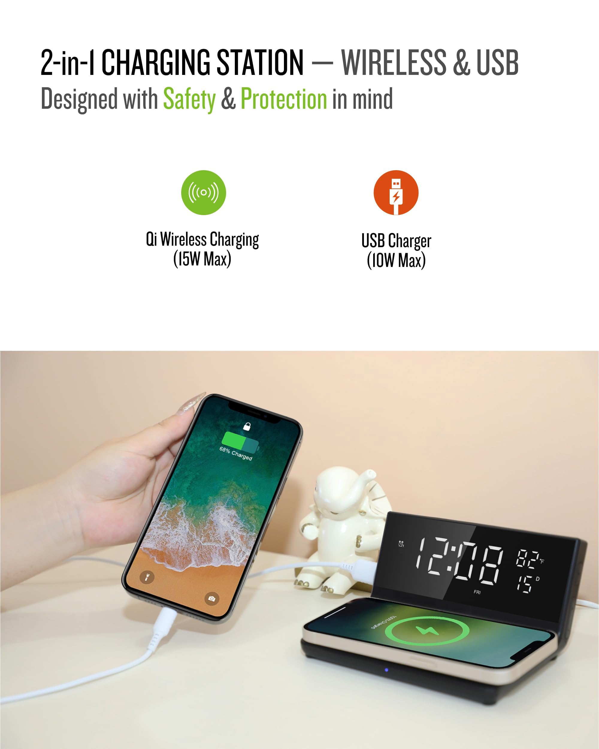Soundfreaq Sveglia con caricatore wireless