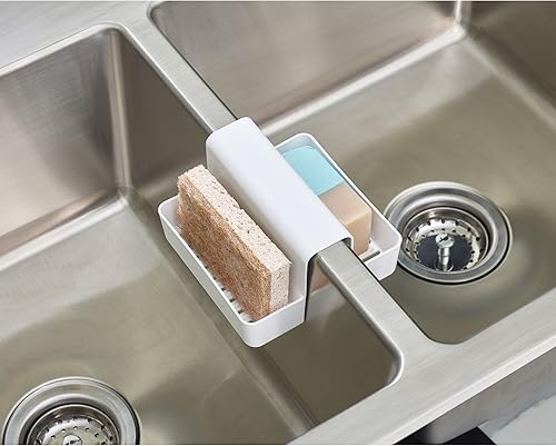 Miniatura 5 de iDesign Sillín para fregadero de cocina de plástico reciclado, 5.5 pulgadas de largo x 5.72 pulgadas de ancho x 3.56 pulgadas de alto, color blanco