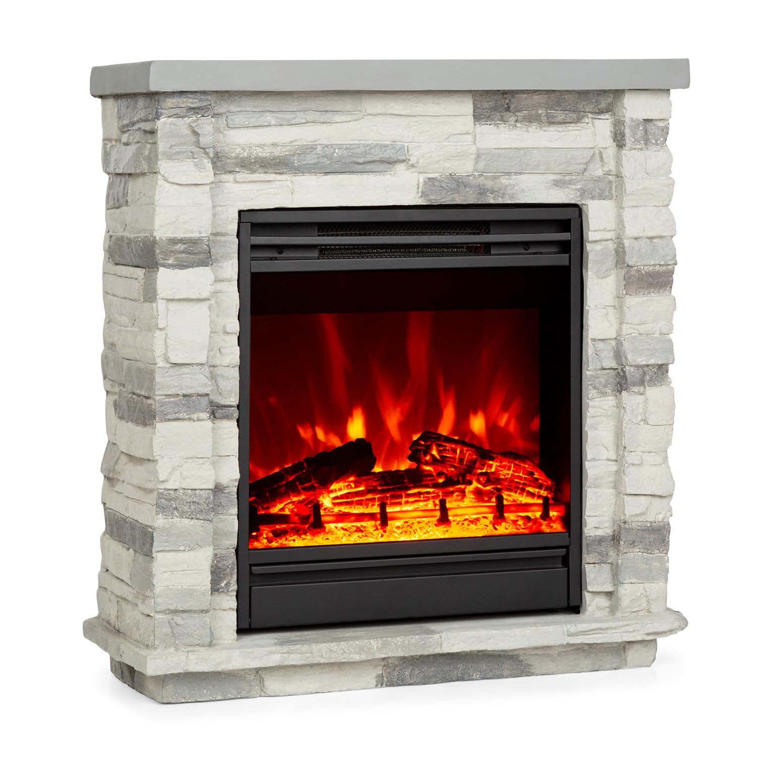 Klarstein Chimenea Electrica Bajo Consumo Pared, Estufa sin Leña de Interior, Chimeneas Electricas Decorativas 1800W, Llama LED, Chimenea Decorativa con Mando, Temporizador y Efecto Real Troncos