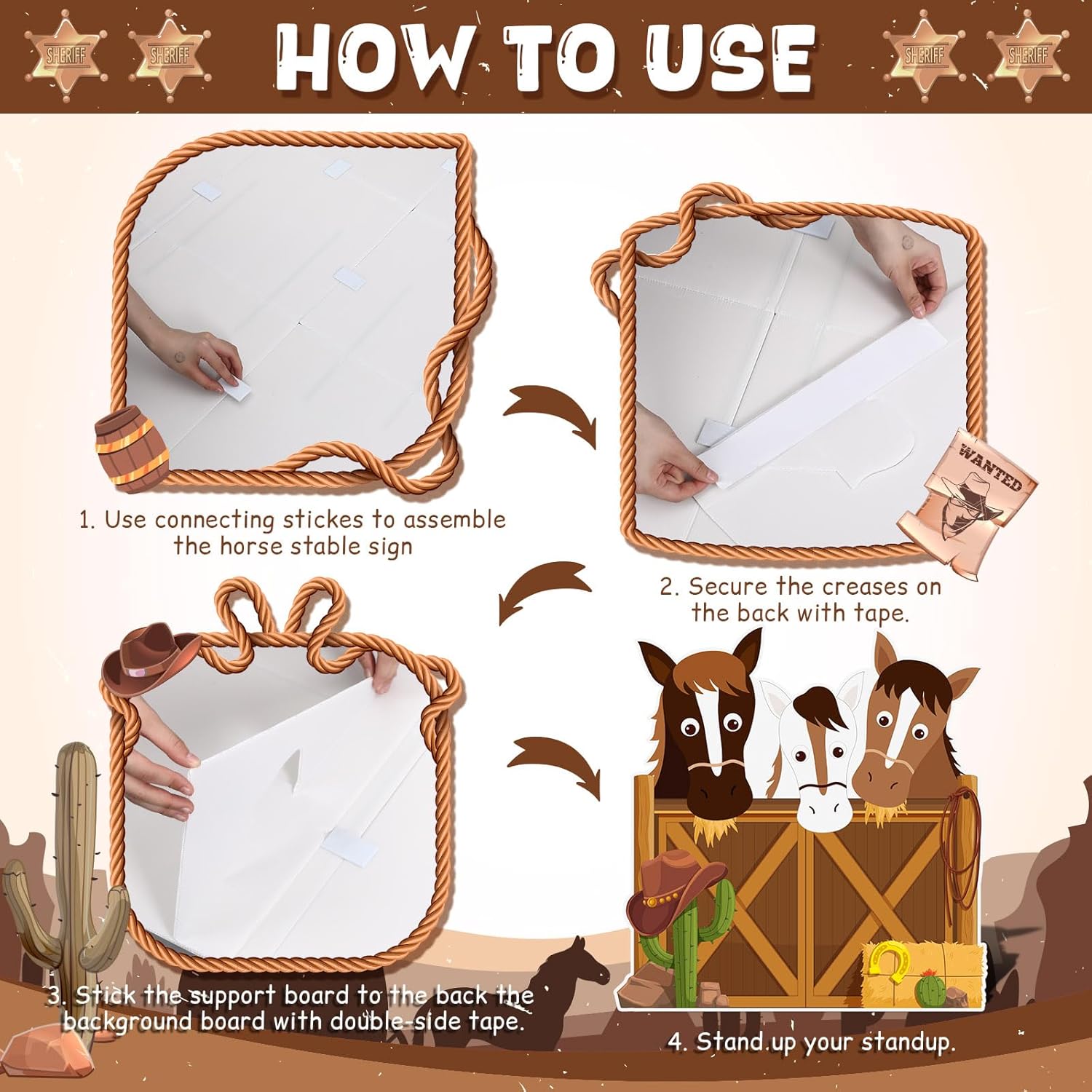 Capoda 4 ft Western Party Decorations Horse Stable Cardboard Cutout Stand Up Western Photo Props Standup Backdrop Background for Baby Shower Birthday Party Decor Supplies