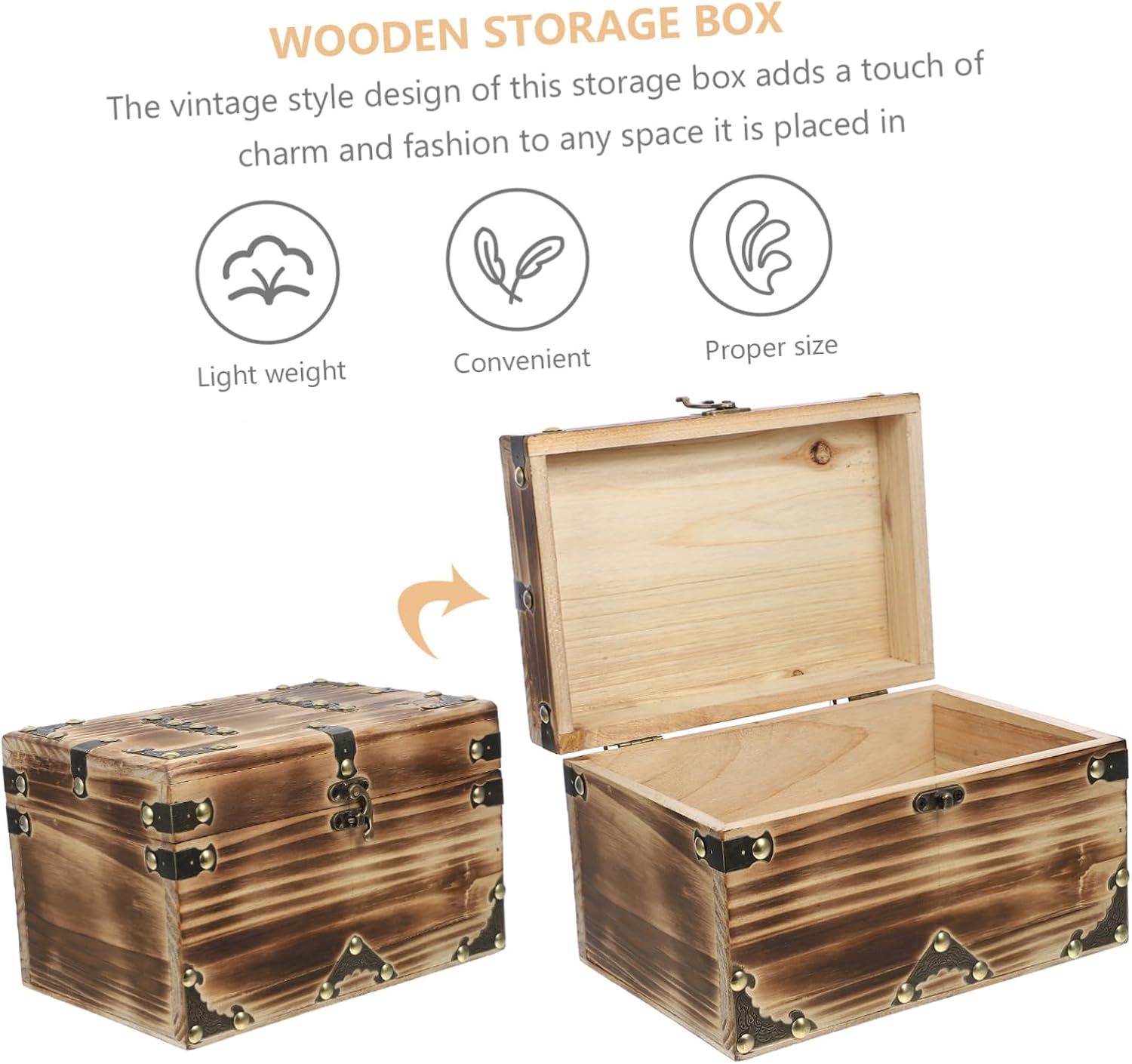 ULTECHNOVO Wooden Storage Box Decorative with Lids Holder Storage with Lid Large Keepsake Cute Chest Treasure Jewelry Crate Small Wood Candy Case Photo Prop