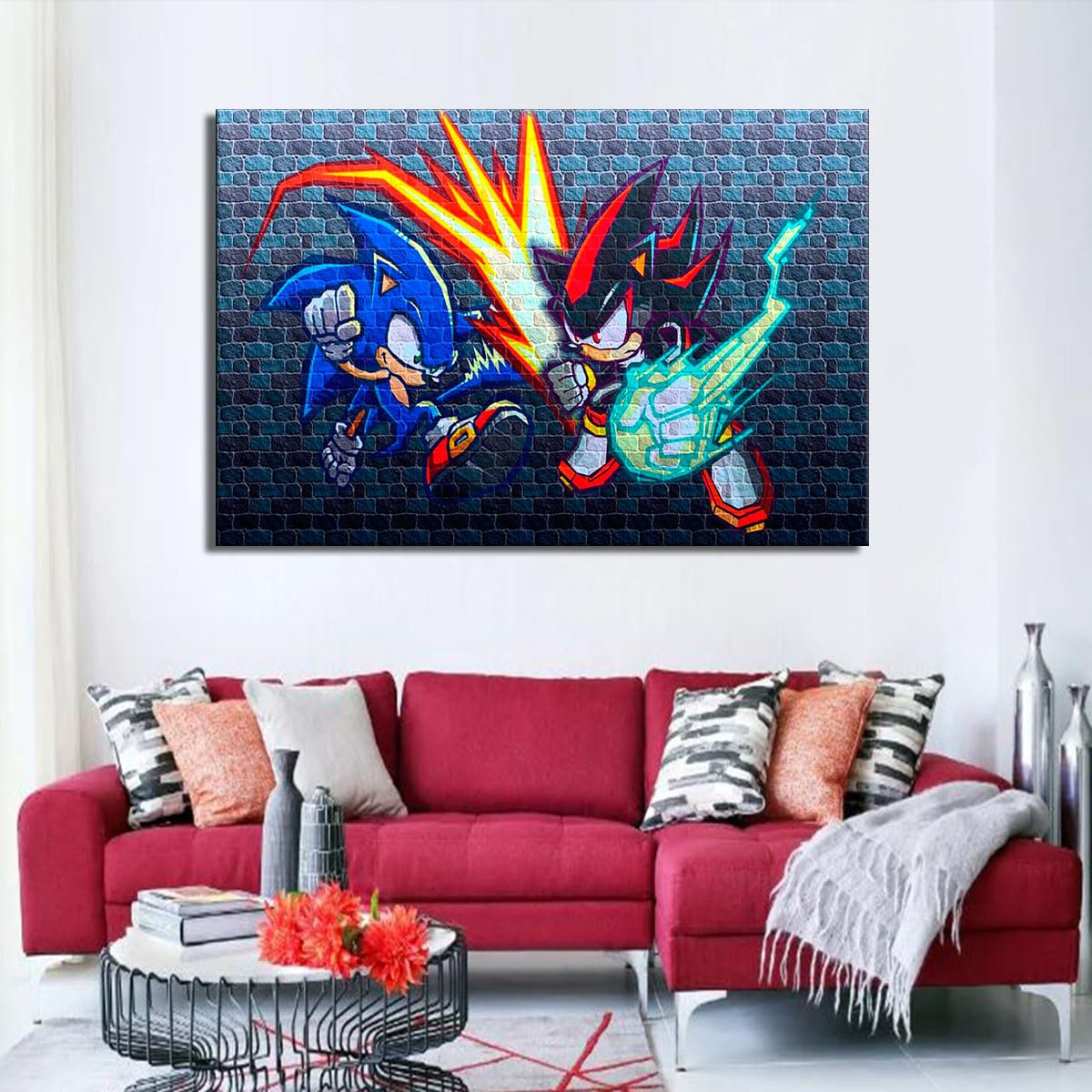 Myartstyle Leinwand Bild Cartoons Sonic Graffiti Film für kinder Kunstdruck (150x100cm)