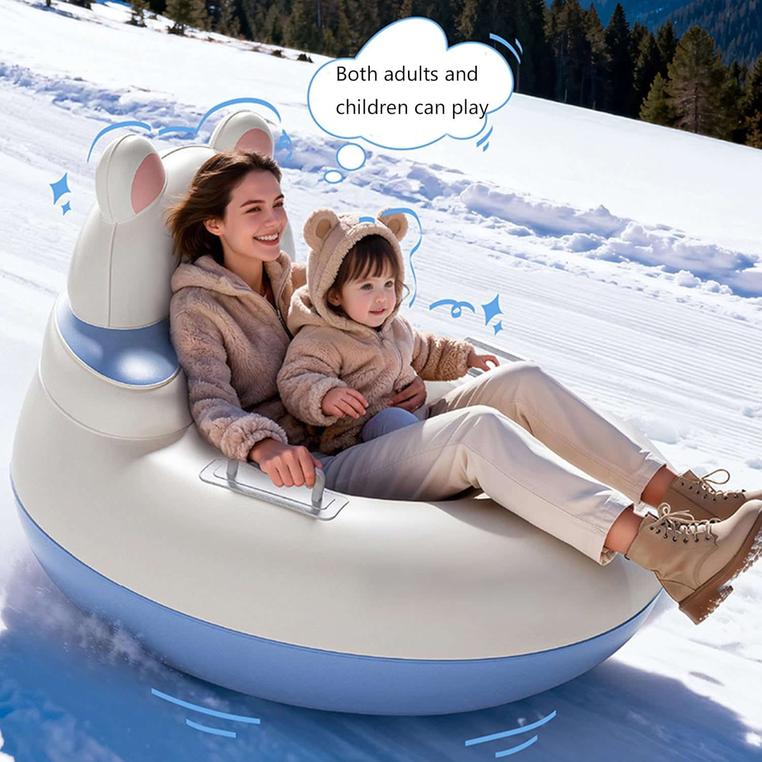Portable Inflatable Snow Tube Featuring Secure Tow Rope and Quick Inflation Design Ideal for Family Snowplay Snow Saucer with Rope
