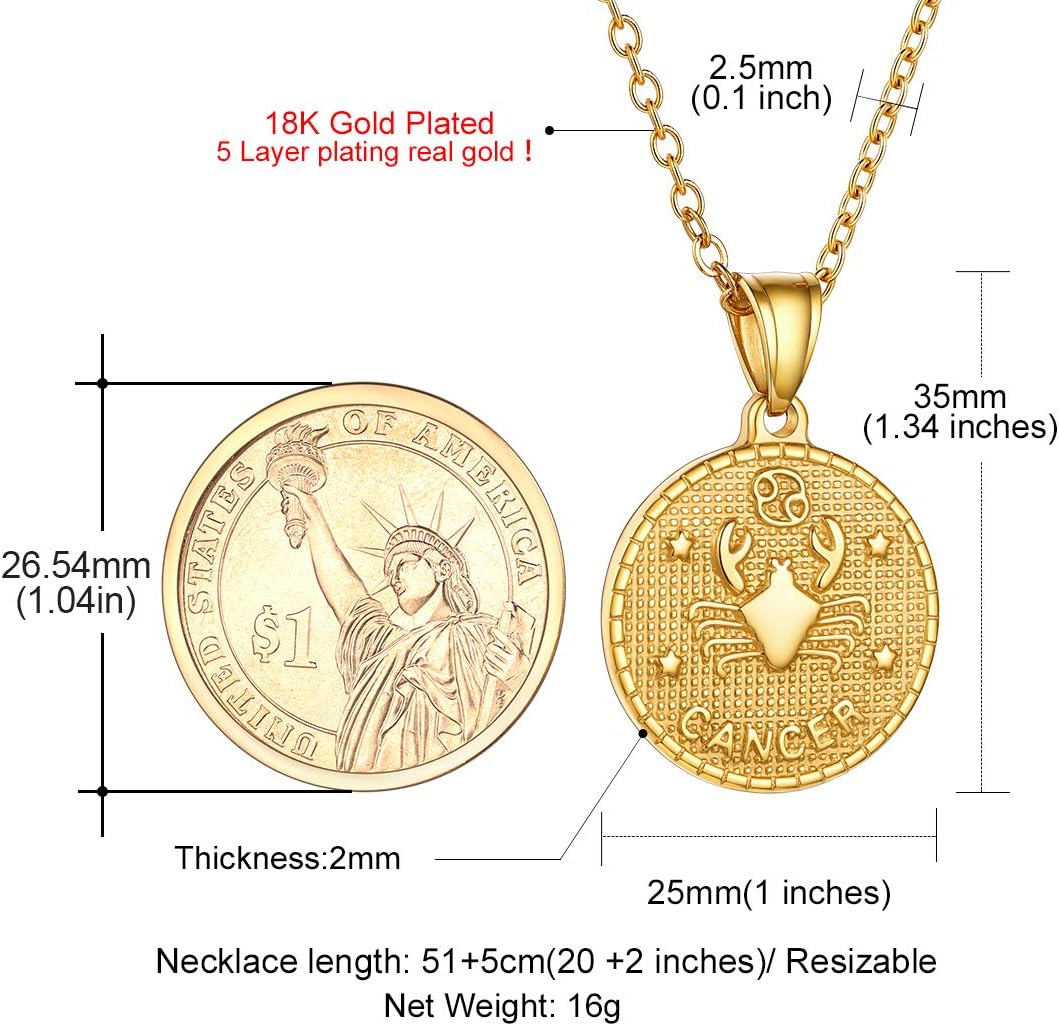 GOLDCHIC JEWELRY Gold Zodiac Necklace for Women Men, Constellation Coin Horoscope Astrology Pendant Necklaces Lucky Jewelry - Image 8