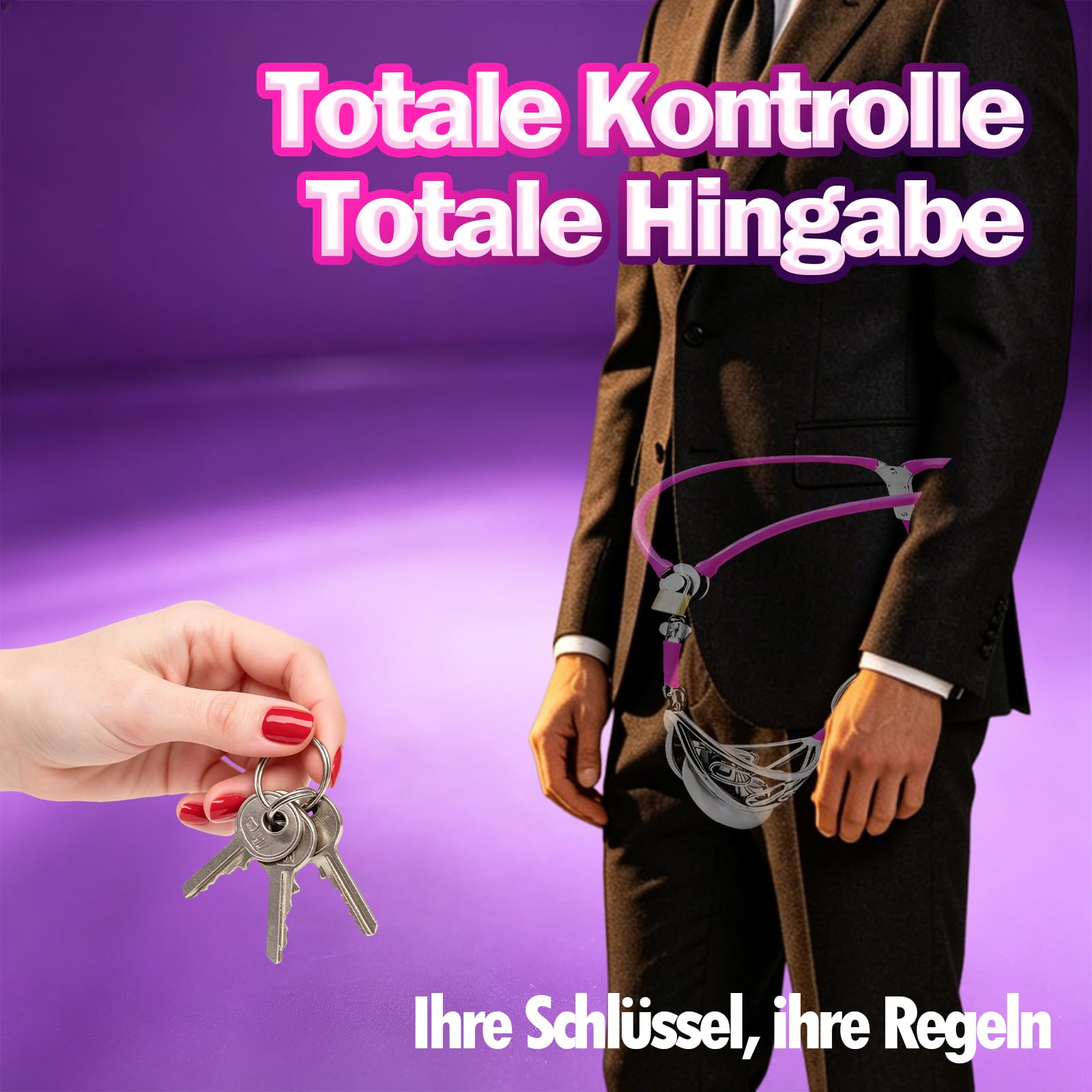 Cintura di castità da uomo, cintura di castità, da uomo, in metallo, per chastity Cage, da uomo, in metallo, per chastity Cage in metallo (vita 60-90 cm)