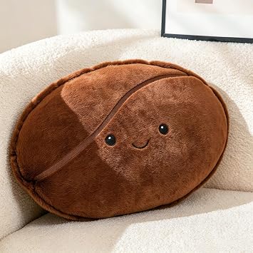 Coffee Bean Throw Pillow 20" Coffee Plush Pillow for Home Decoration