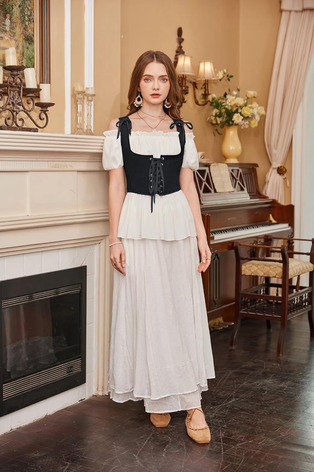 Scarlet Darkness Women's Underbust Corset Top Renaissance Medieval Lace-up Boned Fairycore Pirate Corsets - Image 6