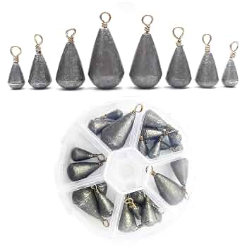 Plombs Pêche Annyswit 25/45 Pièces - Forme Olive Avec Emerillon, Poids 3g à 40g Pour Truite/Carnassiers