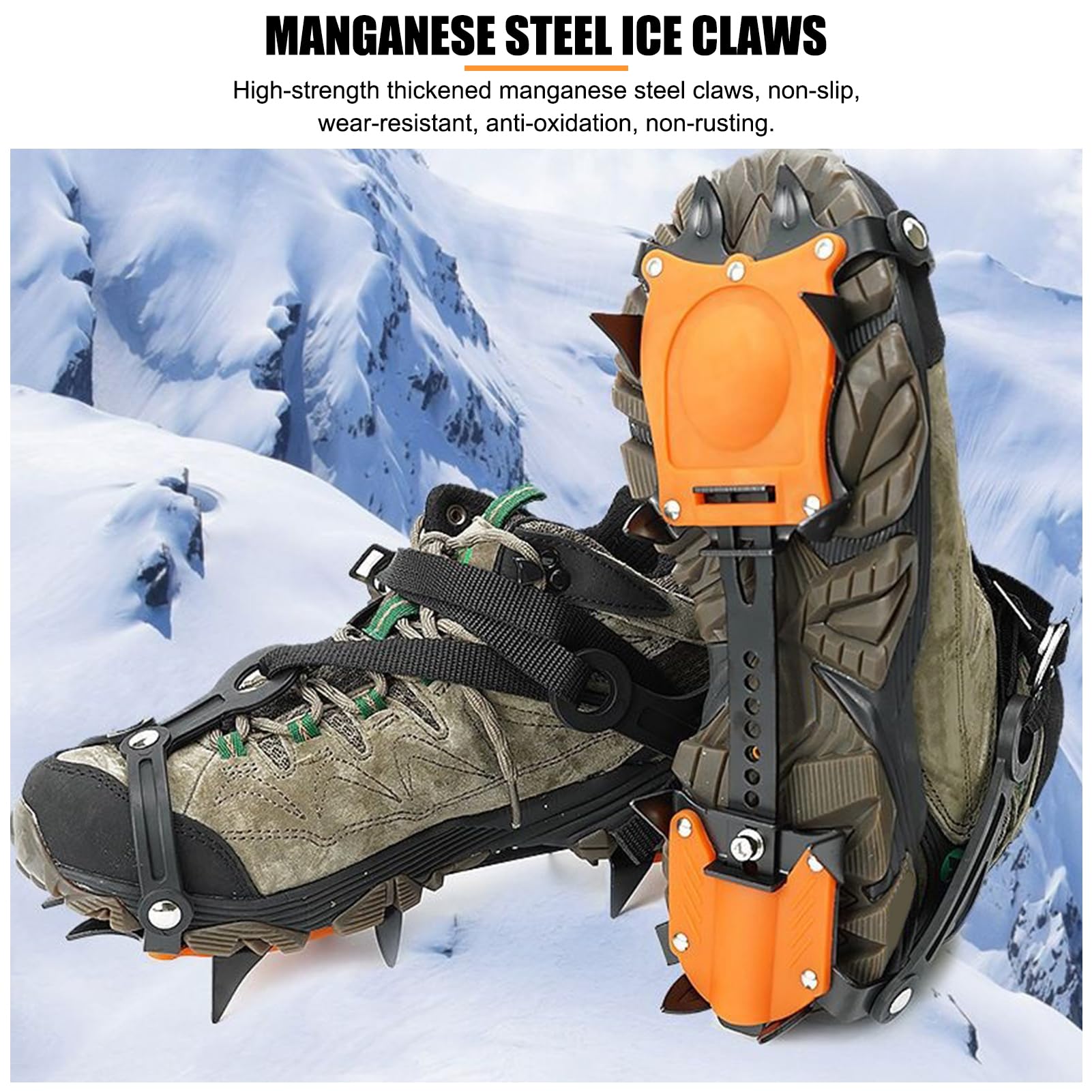 Crampones para Escalar en Hielo, Deportes al Aire Libre portátiles 10 Crampones dentados para Nieve, Pinza de Hielo Antideslizante