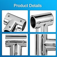 Vista 4 de Accesorio de barandilla de barco resistente, 3 vías de 90 grados en T, acero inoxidable 316, conector de tubería para tubos de 7/8 o 1 pulgada