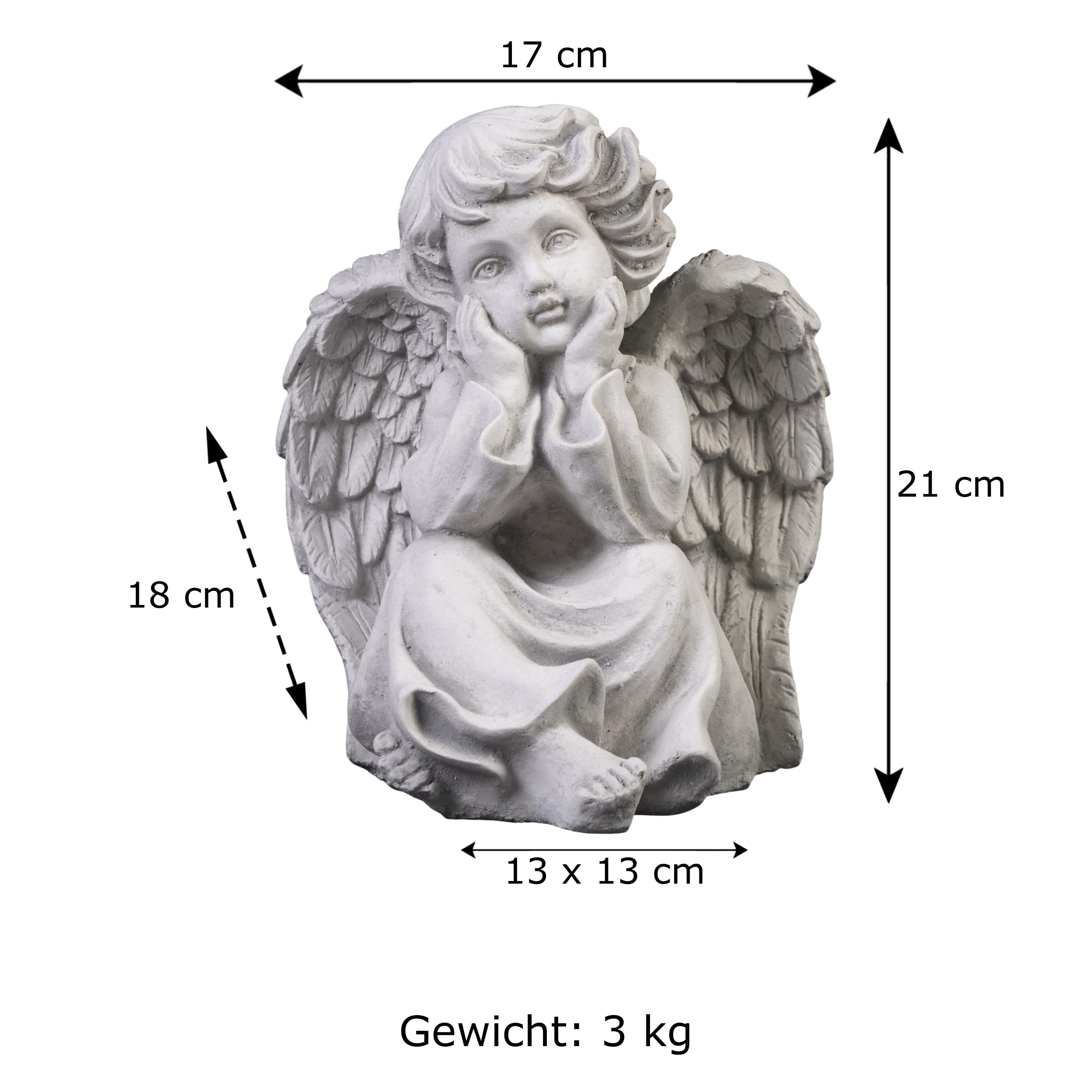 gartendekoparadies.de Anioł nagrobny, figurka kamienna wys. 21 cm, 4 kg, szary, odporny na mróz z odlewu kamiennego, do użytku na zewnątrz