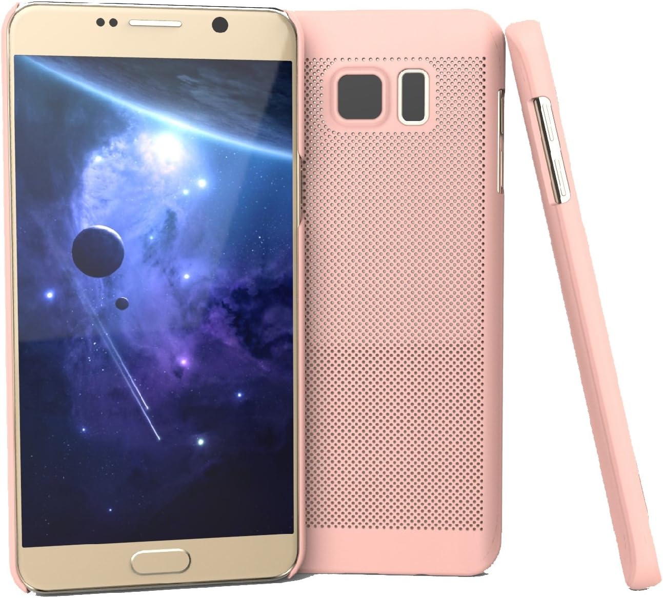 ALAXY phone case for Note 5 Mesh Design Case,Ultra Slim Fit Shock Drop Protection,Cooling Paste Heat Dissipation For Samsung Galaxy Note 5 5.7"(Pink)