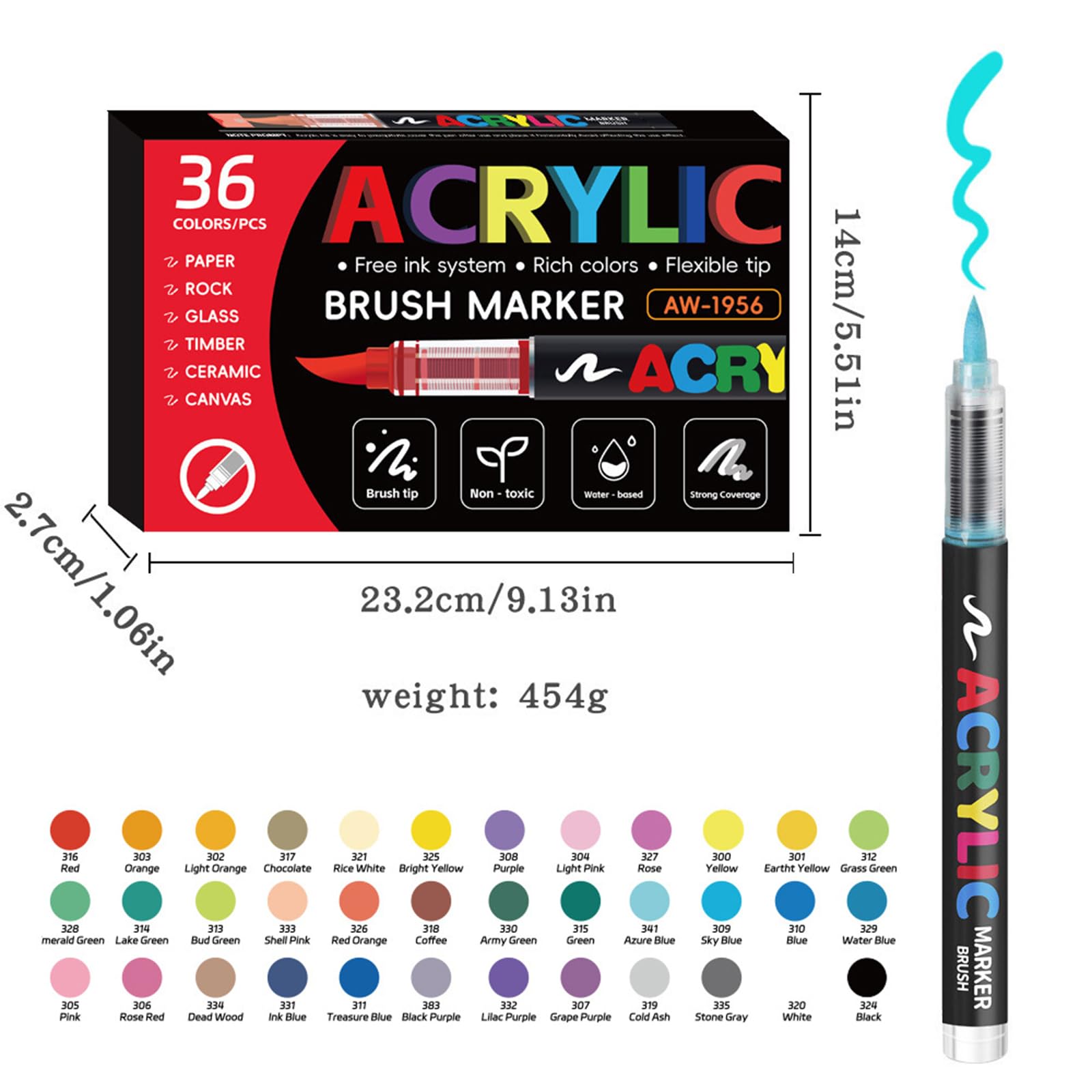 Farbmarker mit weicher Pinselspitze Ausmalen von, 36 colors