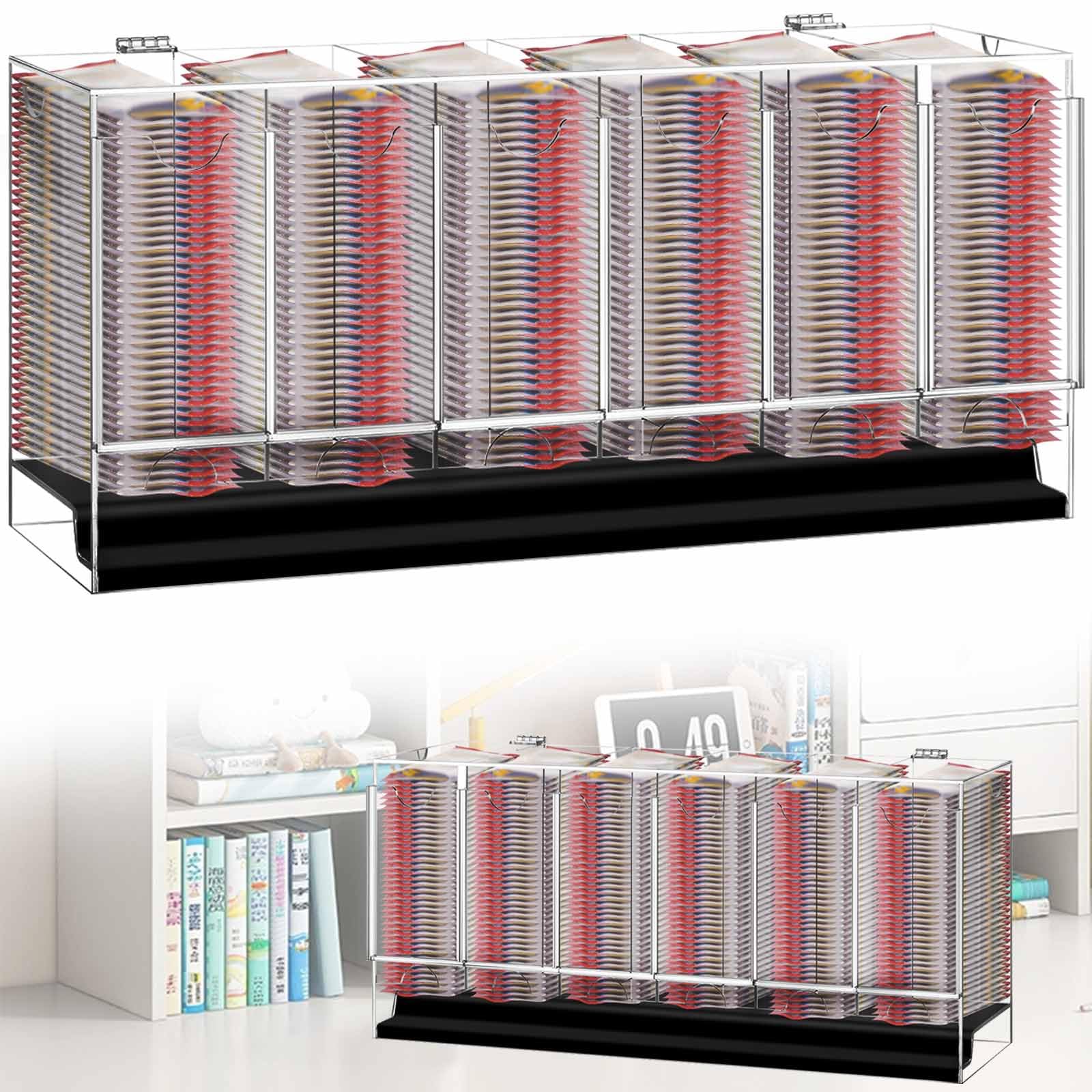 6 Slot Acrylic Card Pack Dispenser, Clear UV Protection Booster Pack Dispenser, Business Card Dispenser & Collector Booster Box Case Compatible with Sports Card Packs & Trading Card Tabletop Display