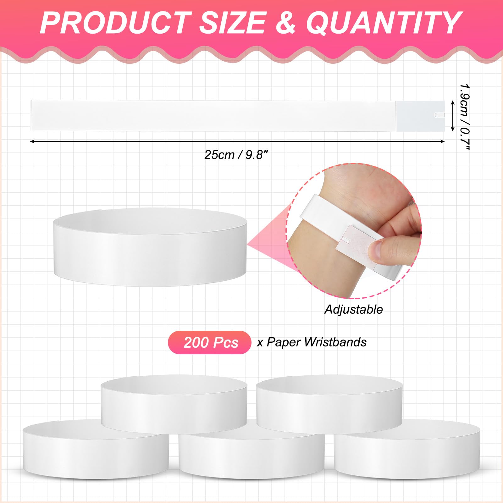 PATIKIL Paper Wristbands for Events 200 Pack Neon Party Wrist Bands - Image 2