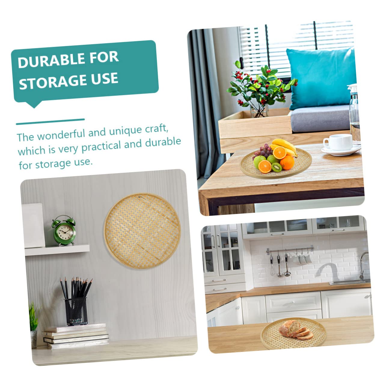 Uonlytech 3pcs bamboo sieve Stackable Oval Fruit Baskets Weaving Colander Basket storage Handmade Serving Trays Rattan Bread Basket Household Sieve vegetables serving basket food to weave