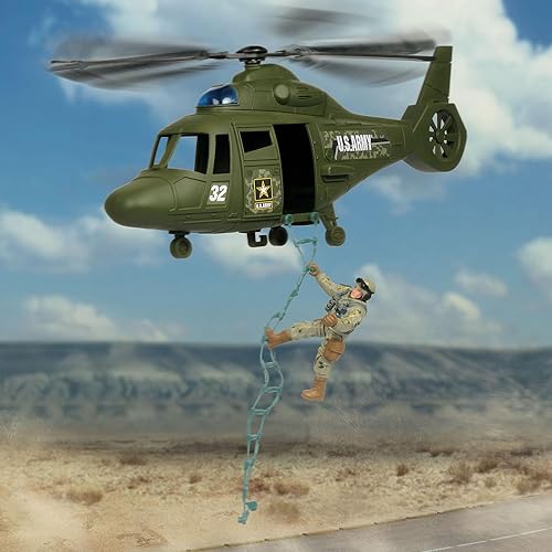 Miniatura 3 de U.S. Army Chopper with 2 Soldiers - Juego para niños, incluye vehículo, figuras de acción y accesorios, producto con licencia oficial, a partir de 4