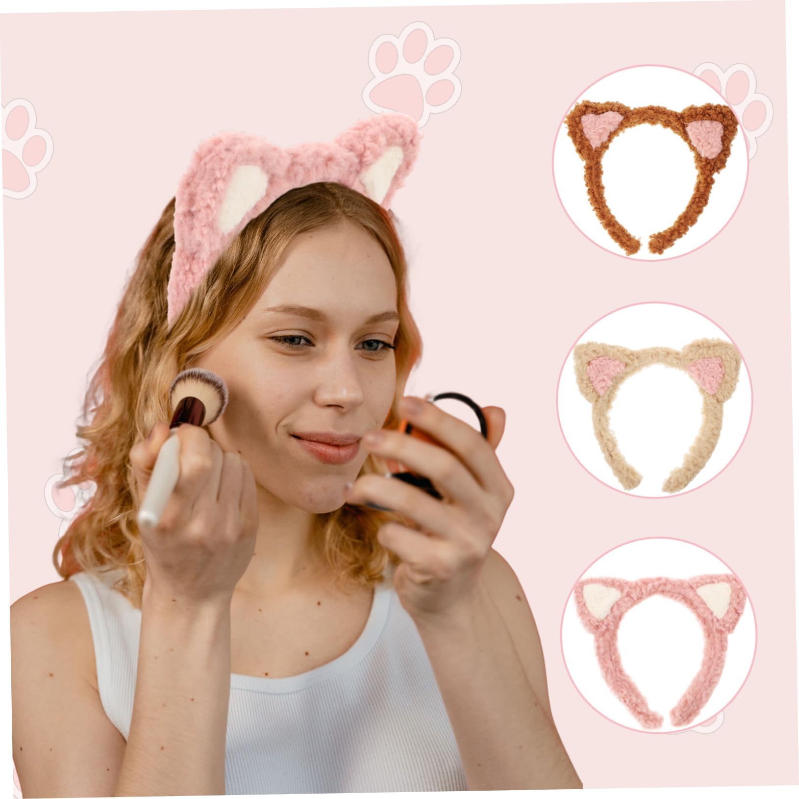 FOMIYES 15 Piezas Venda Lavarse La Cara Diadema Lindas Diademas Coreanas Diadema De Fiesta Cosplay Diademas De Gato Difuso Ducha Flaco Tocado Tela Animal Protección De La Piel Perder