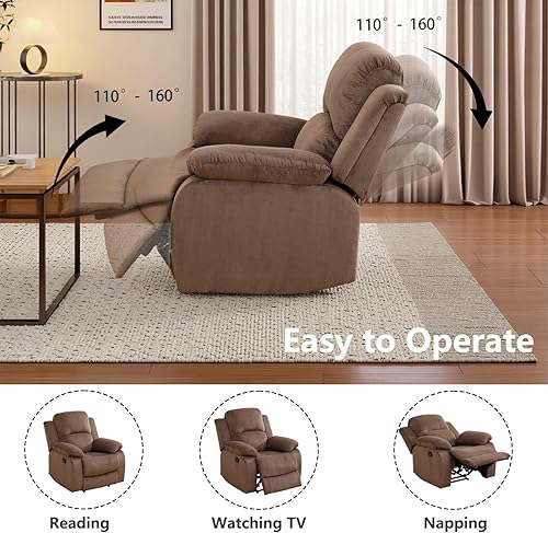Miniatura 3 de Manual Recliner Sofa Set,Microfiber Reclining Couch Set,Modern Living Room Furniture Set,Reclining Sofa Couch Chair for Living Room Home
