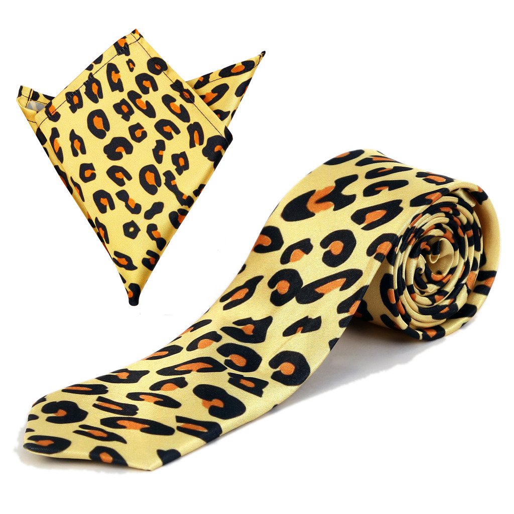 Leopard Yellow Ochre Tie And Pocket Square Set-image-11