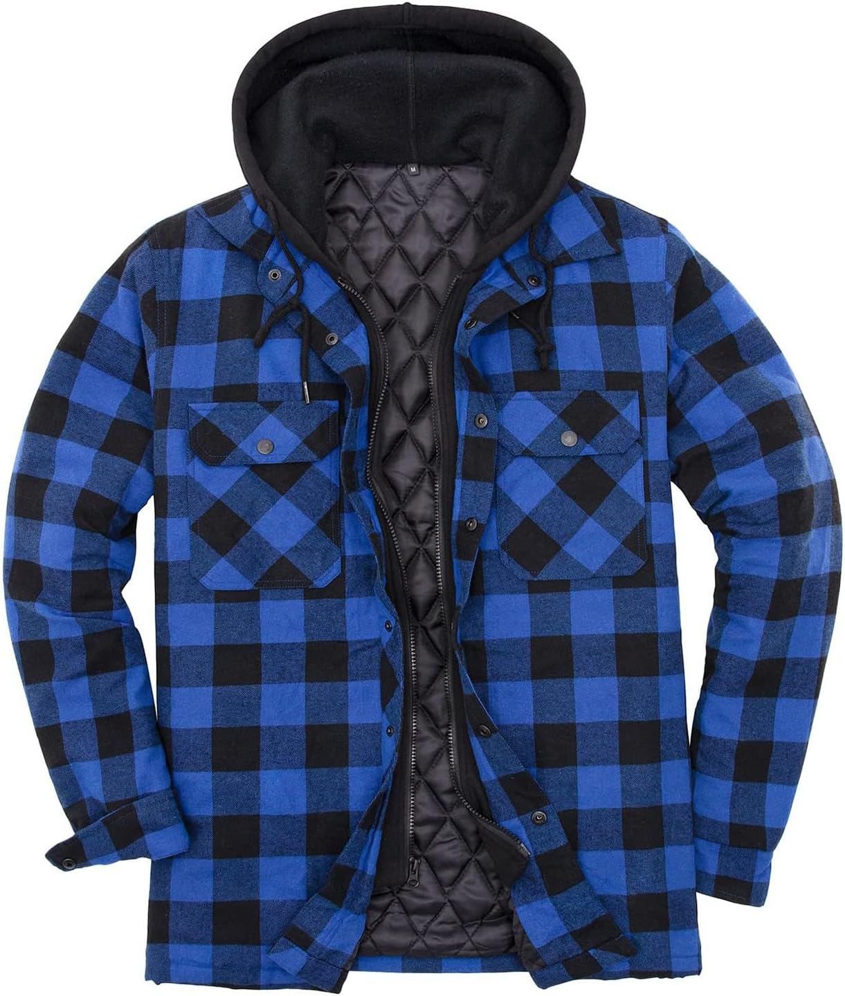Ciewfwe Men's Outdoor Fleece Sherpa Lined Flannel Plaid Button Down Jacket Long