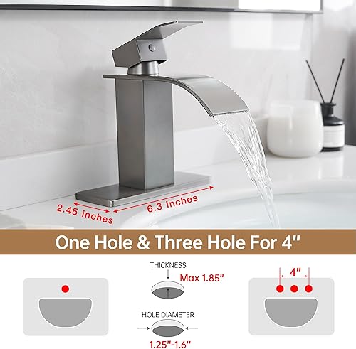 Miniatura 71 de Fransiton Grifo de baño de cascada de bronce aceitado con una sola manija de 1 o 3 agujeros, grifo de lavabo con cubierta y drenaje desplegable