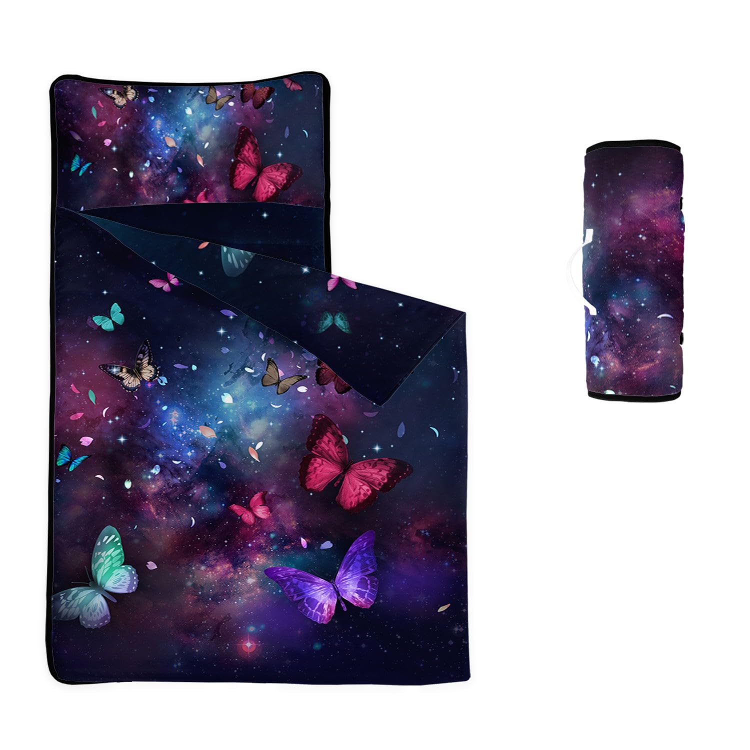 HOSIMA Nap Mat - Galaxy Butterfly Sleeping Bag with Removable Pillow - Daycare and Overnight Preschool Kindergarten Bedding Set (Galaxy Butterfly Large) โ image 1