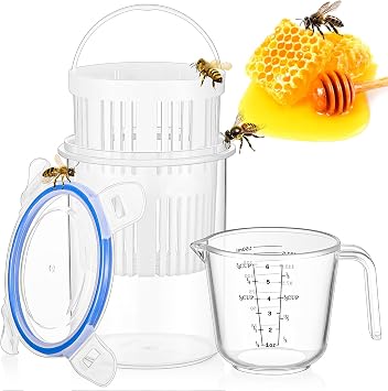 Qualirey Varroa Mite Detection Jar and Measuring Cup Leak Proof Varroa Easy Check for Helping Beekeepers Easily Count and Monitor