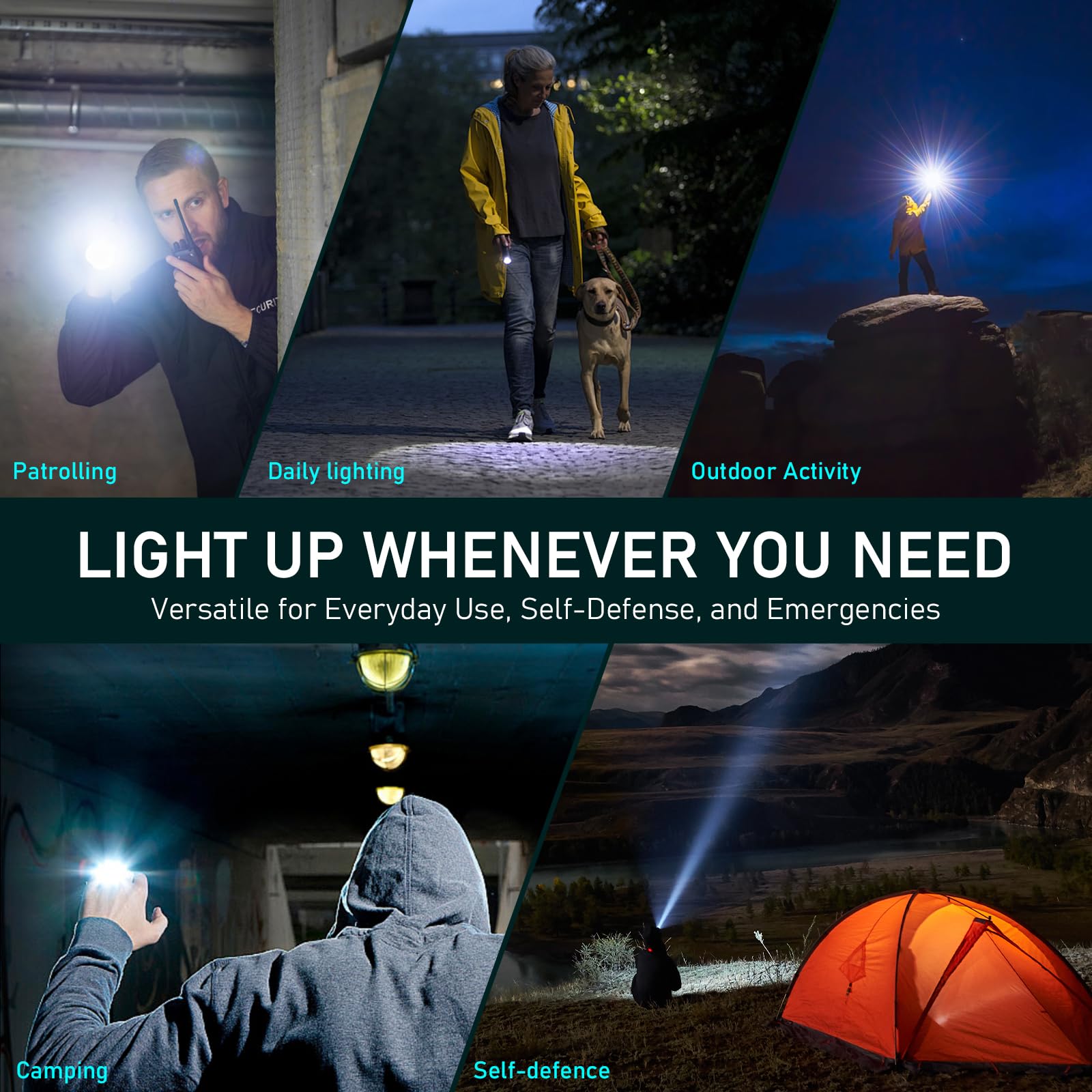 Wurkkos FC12C Linterna Táctica 1600lm LED, IPX8, USB-C | Alcance 332m, driver de corriente constante, interruptor trasero, perfecto para camping, senderismo y caza